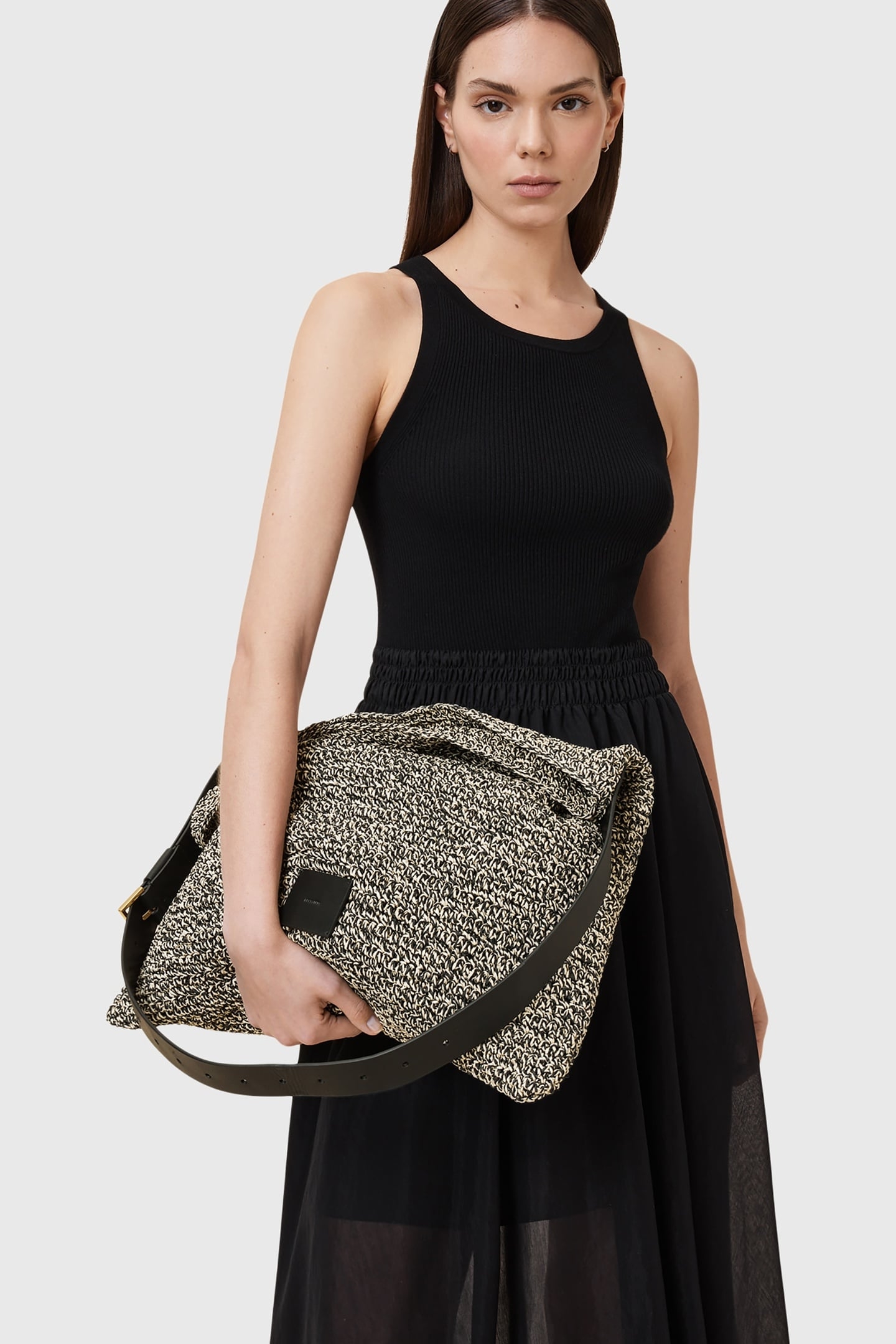 ASHA PAPER SHLDR BAG BLACK/NATURAL 1