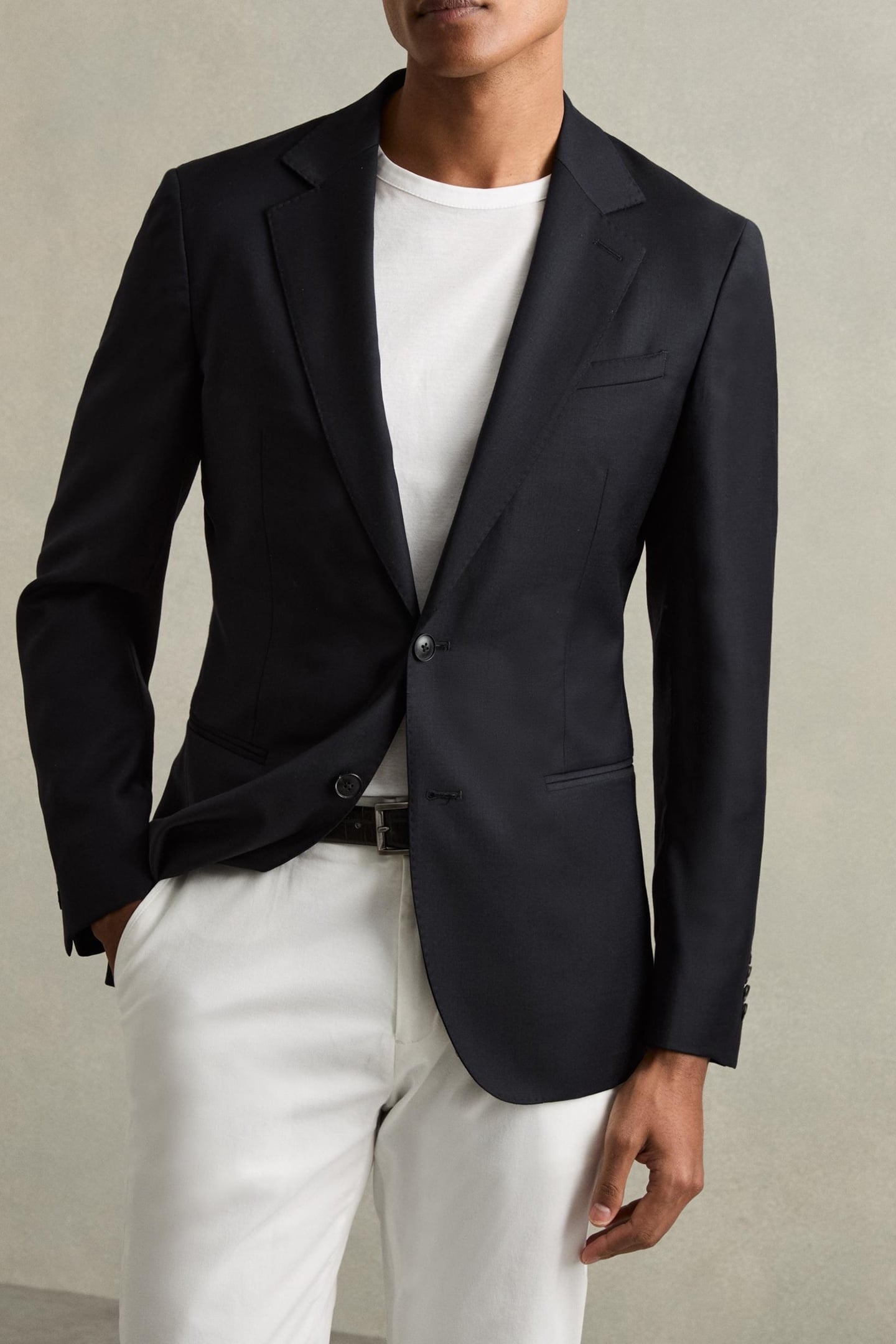 SB 2B NOTCH PLAIN WEAVE BLAZER NAVY 4