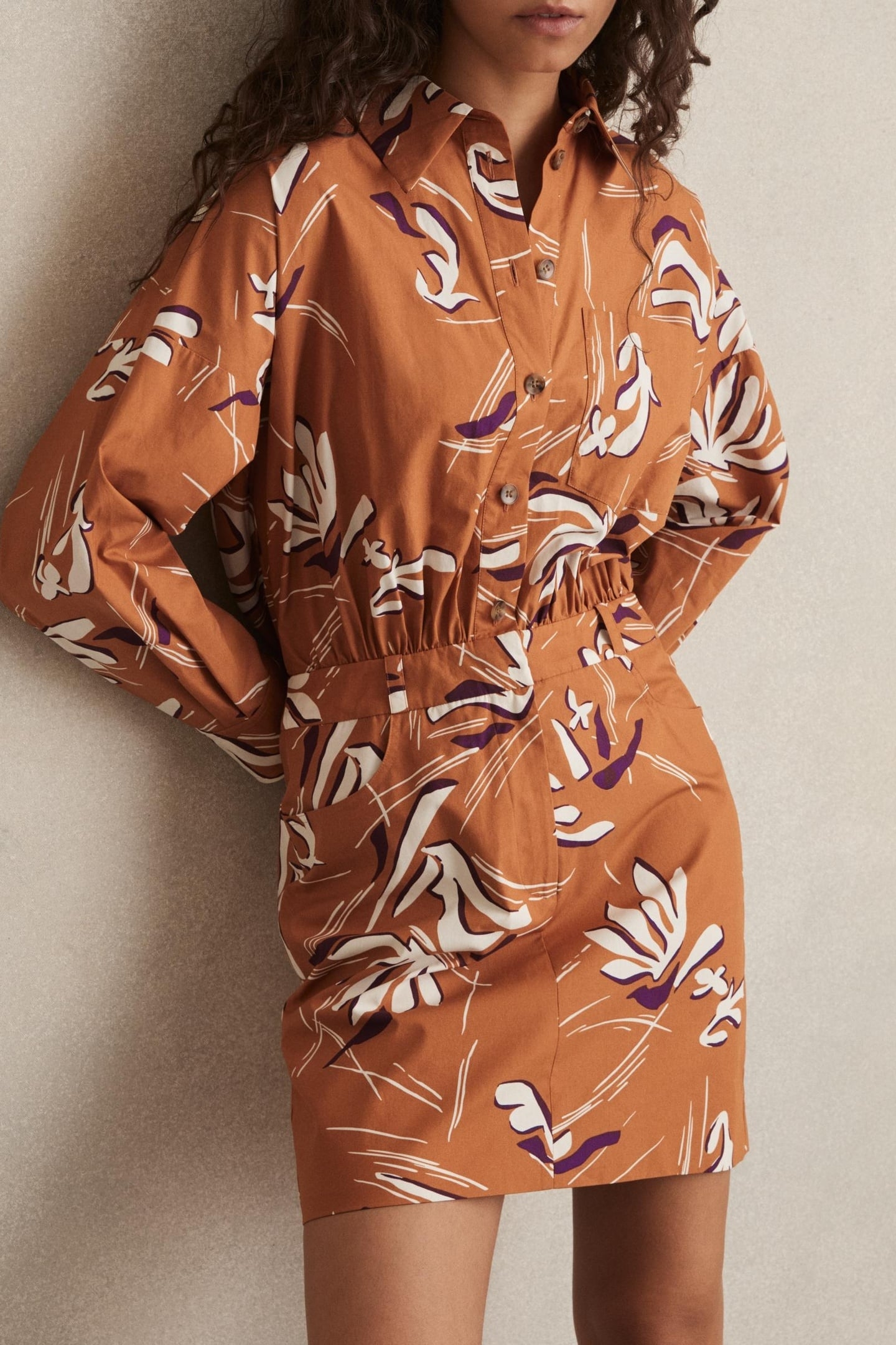 FLORAL PRINT DRESS RUST 1