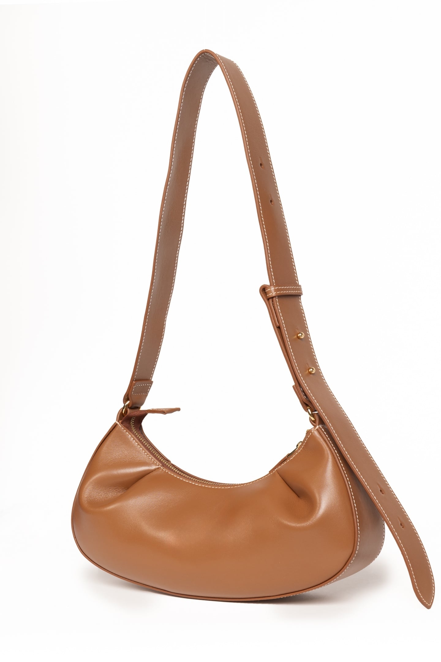 DIMPLE MOON SMALL LEATHER COGNAC 2