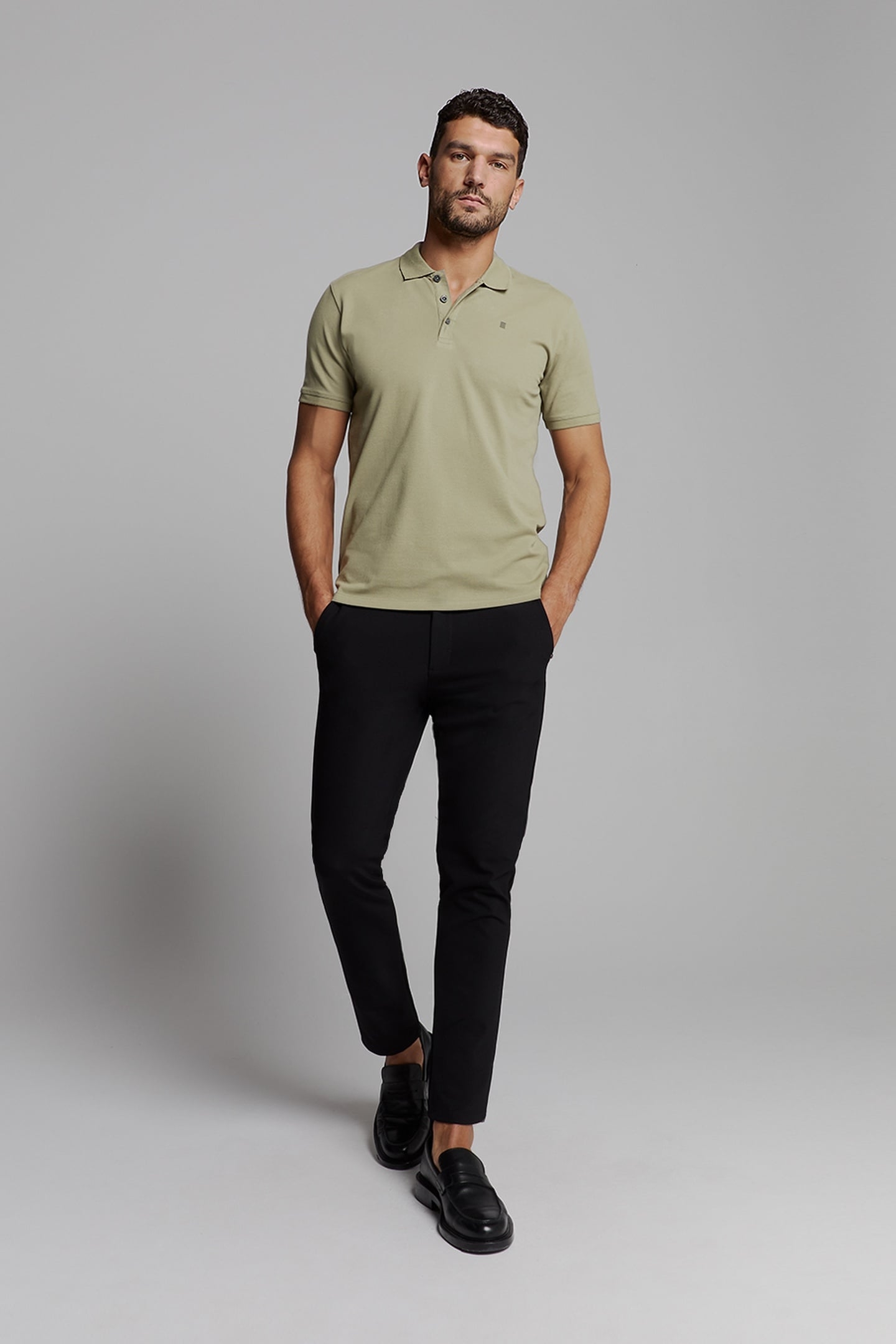 POLO PIQUE SOLID STRETCH LIGHT ARMY 2
