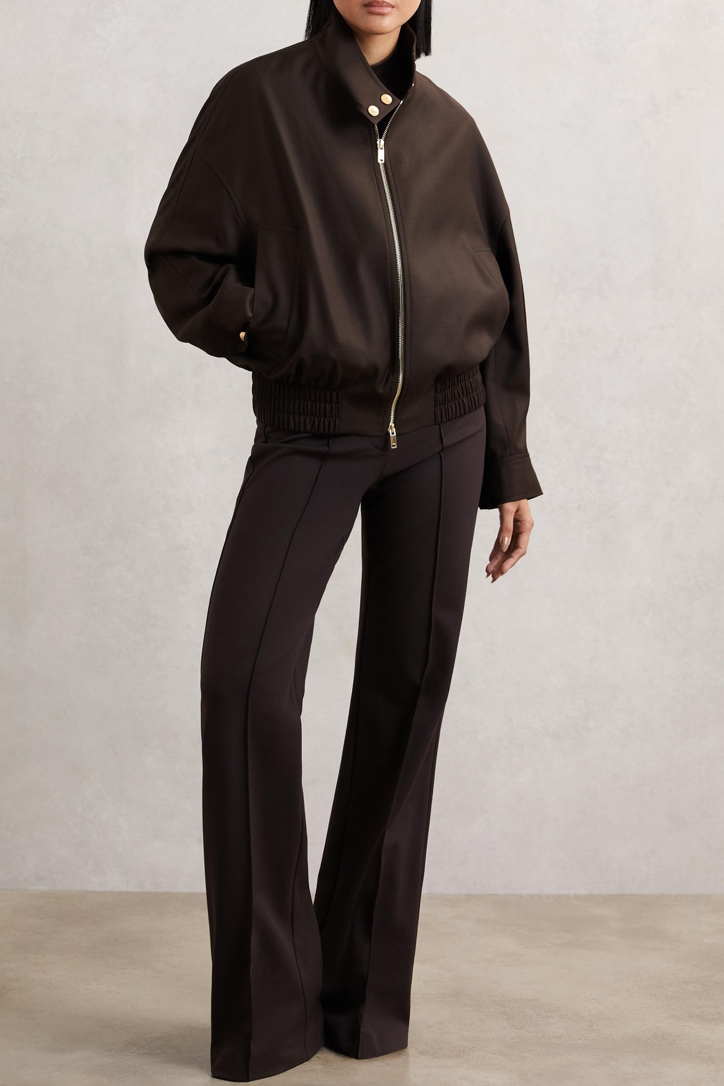 CASUAL BOMBER JACKET CHOCOLATE BROWN 1