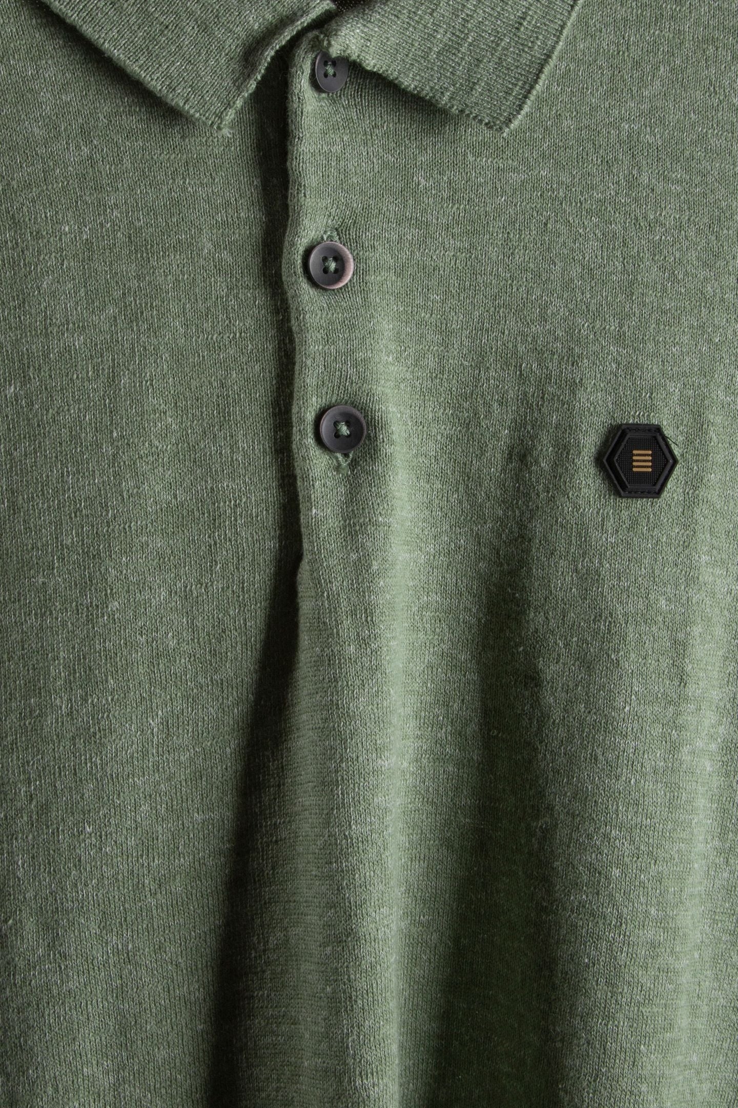 PULLOVER SHORT SLEEVE POLO MELANGE WITH LINEN GREEN 5