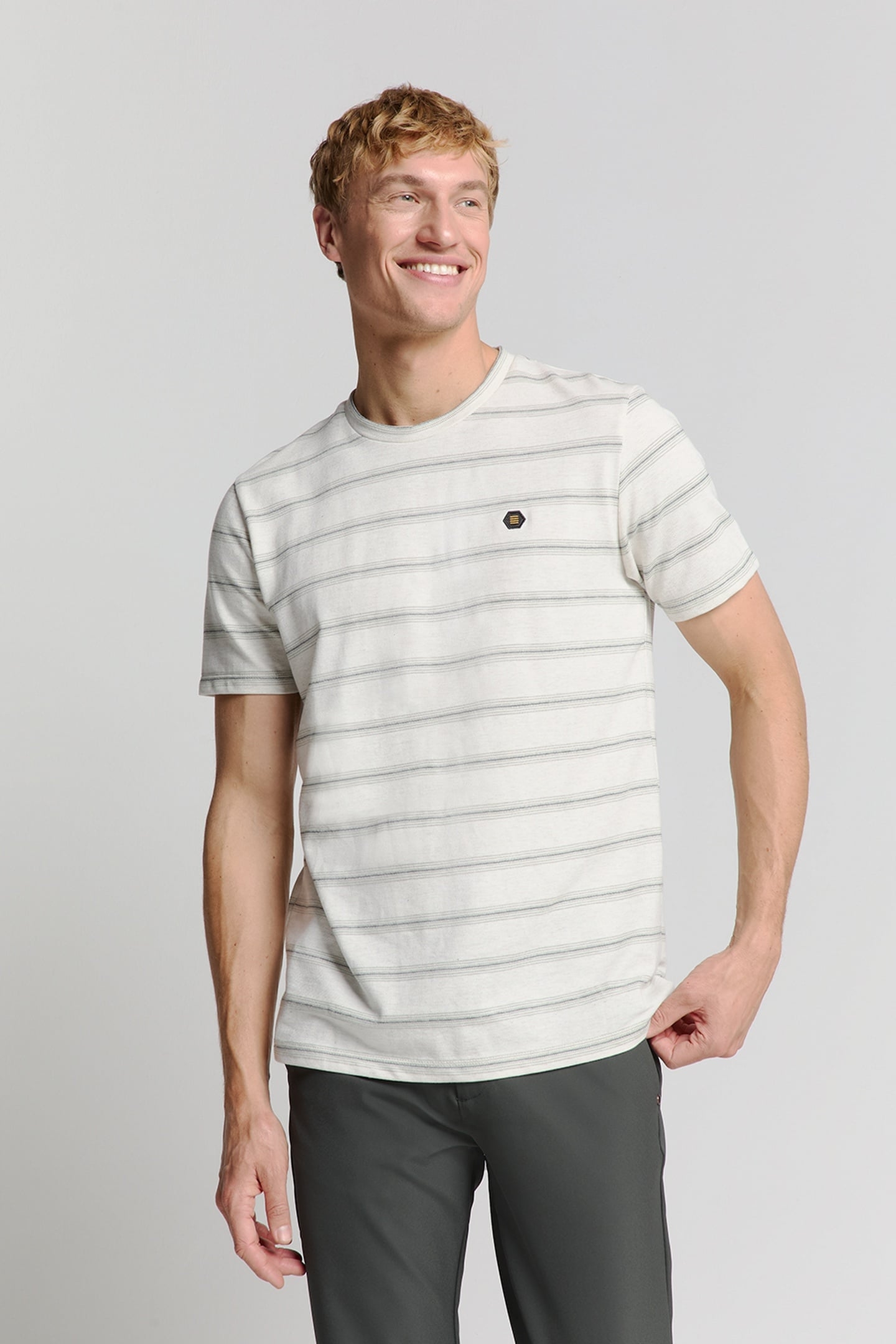 T-SHIRT CREWNECK JACQUARD STRIPE OFFWHITE 1