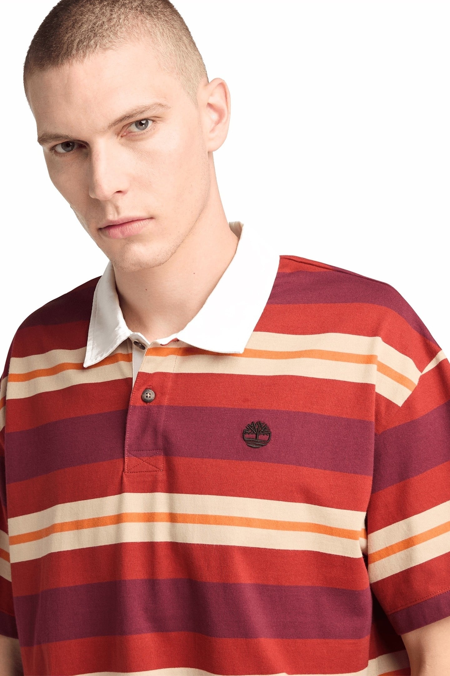 SS STRIPED RUGBY POLO BURNT HENNA 5