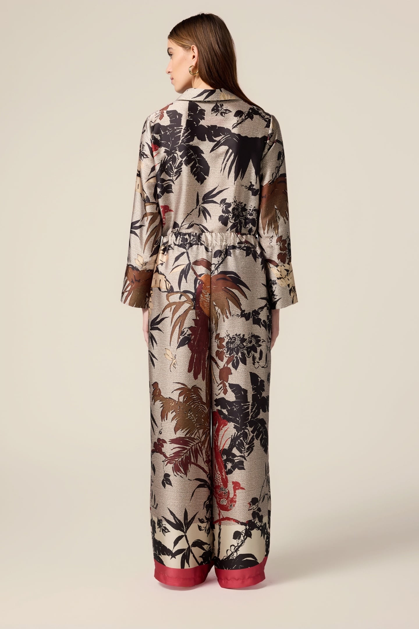 PATTERNED SATIN PALAZZO PANTS BEIGE 2