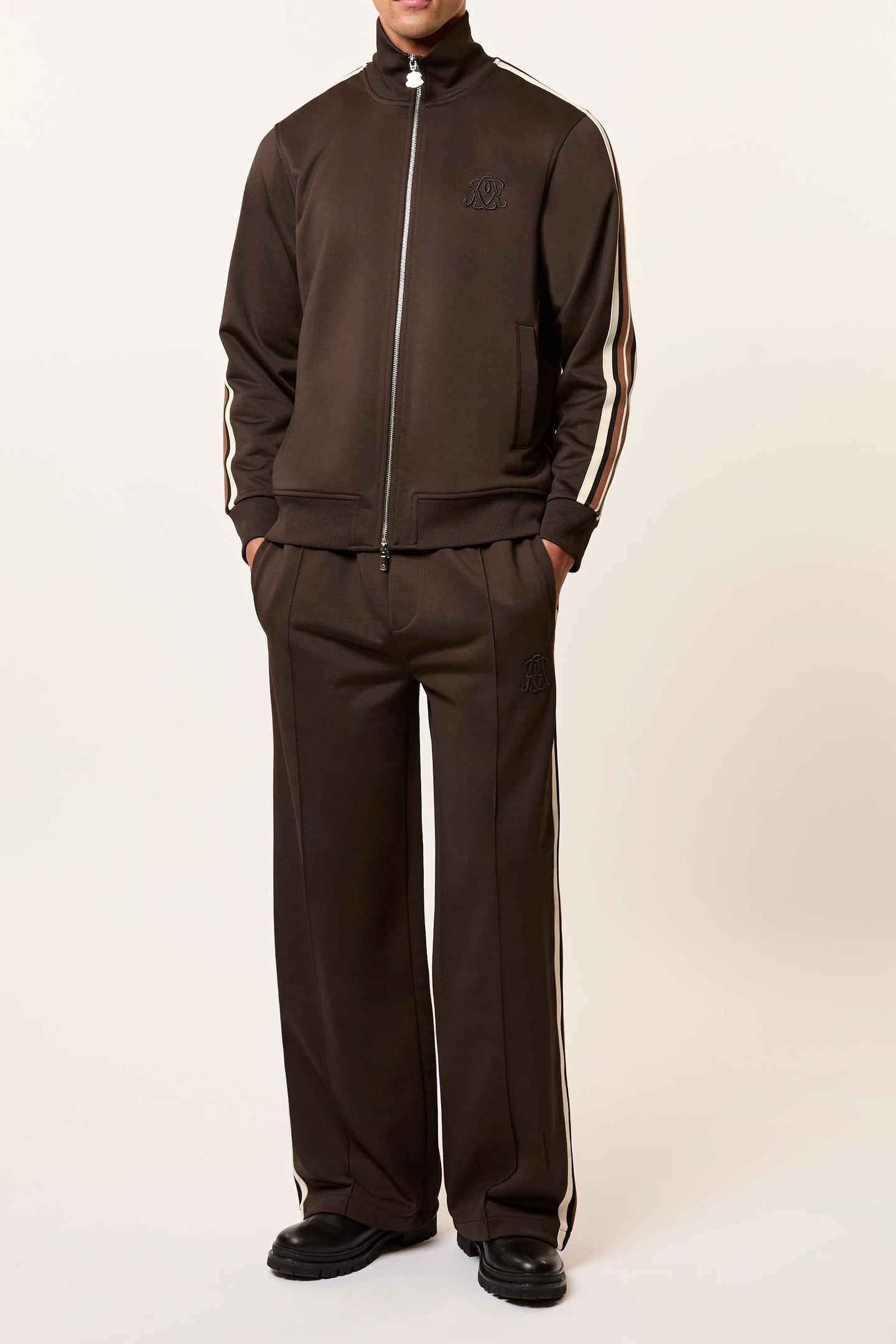 LS ZIP THROUGH MOTIF TRACK TOP BROWN 5