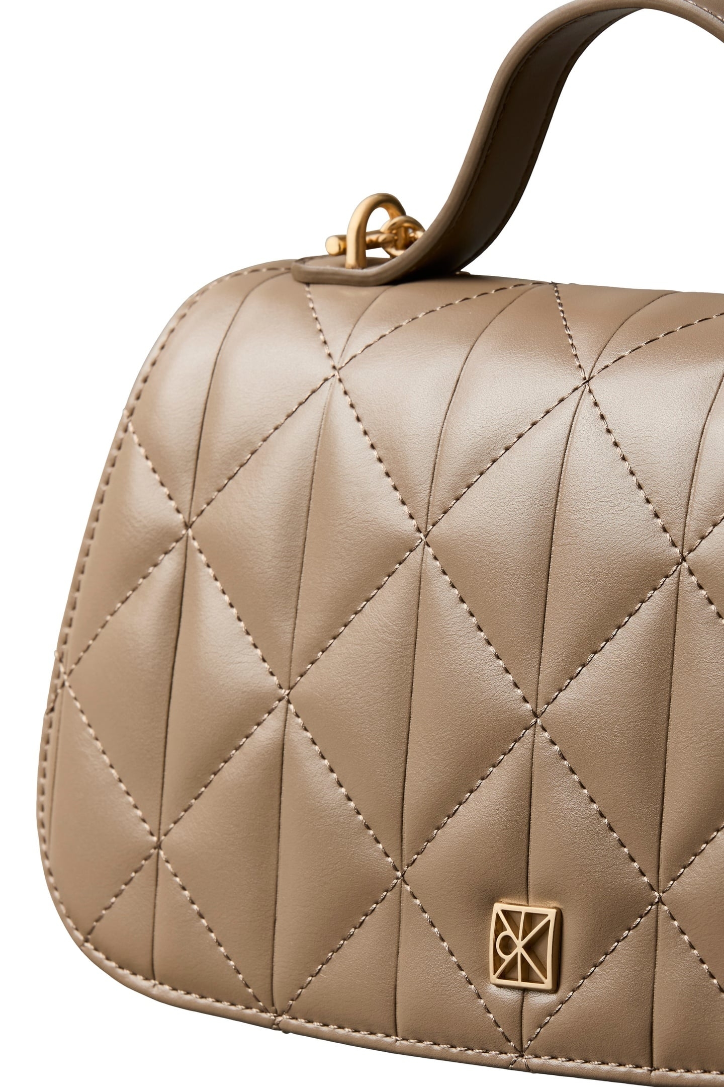 QUILTED TOP HANDLE CHAIN BAG DESERT TAUPE 5