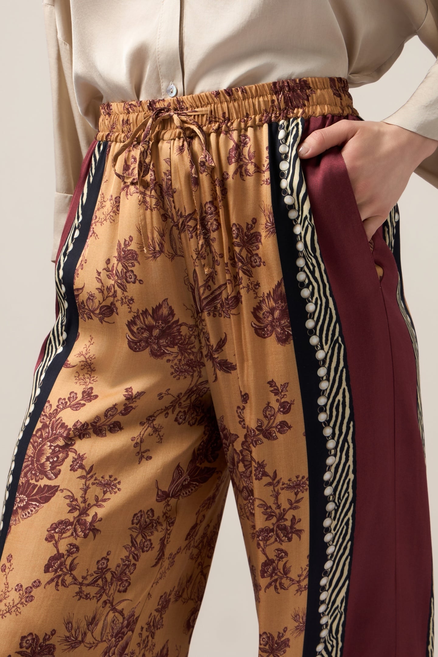 PATTERNED SATIN PALAZZO PANTS ORANGE 5