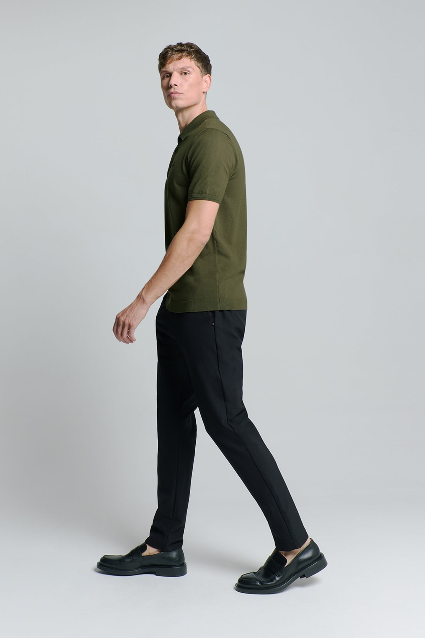 PULLOVER SHORT SLEEVE POLO BUTTON SOLID DARK MOSS 3