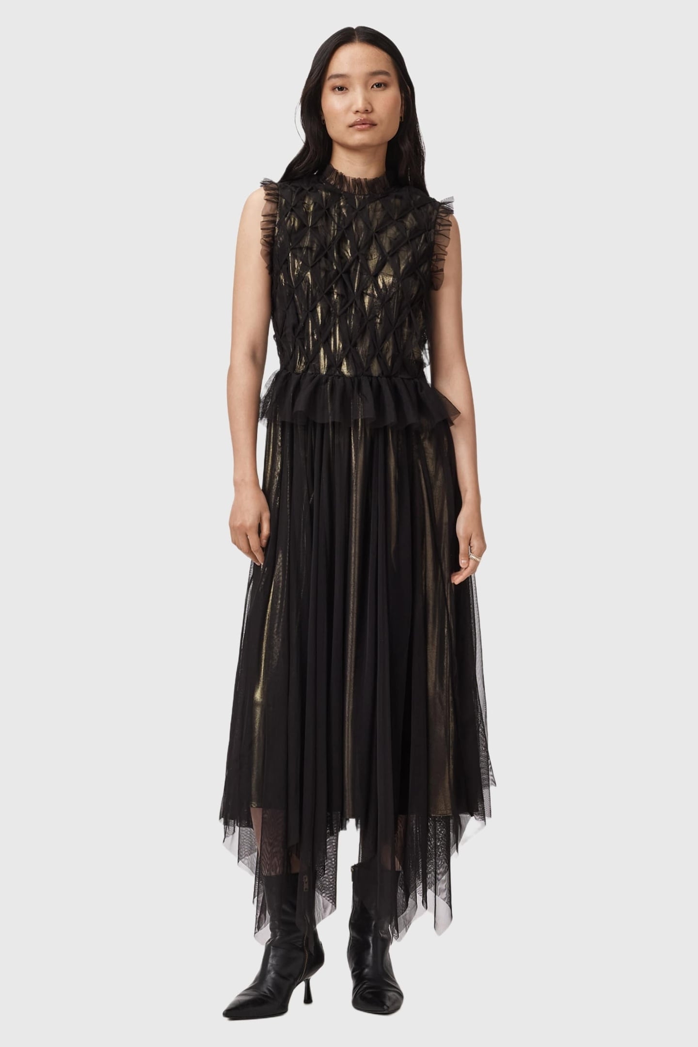 LOLA TULLE DRESS METALLIC GOLD 1