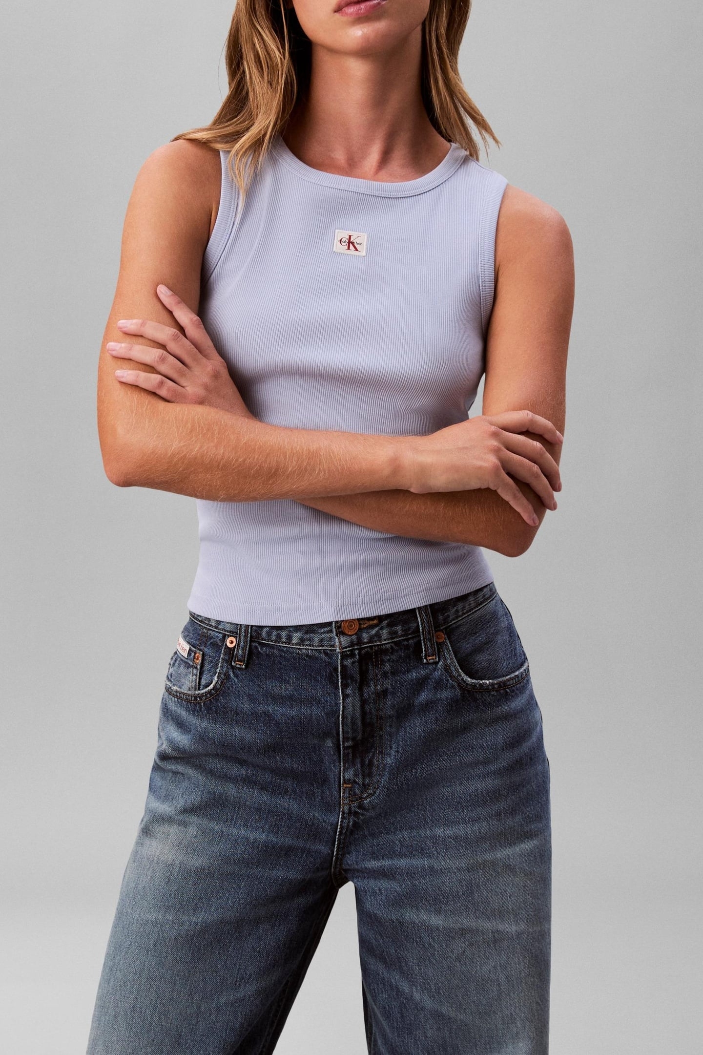 WOVEN LABEL 2X2 TANK TOP CASUAL BLUE 1