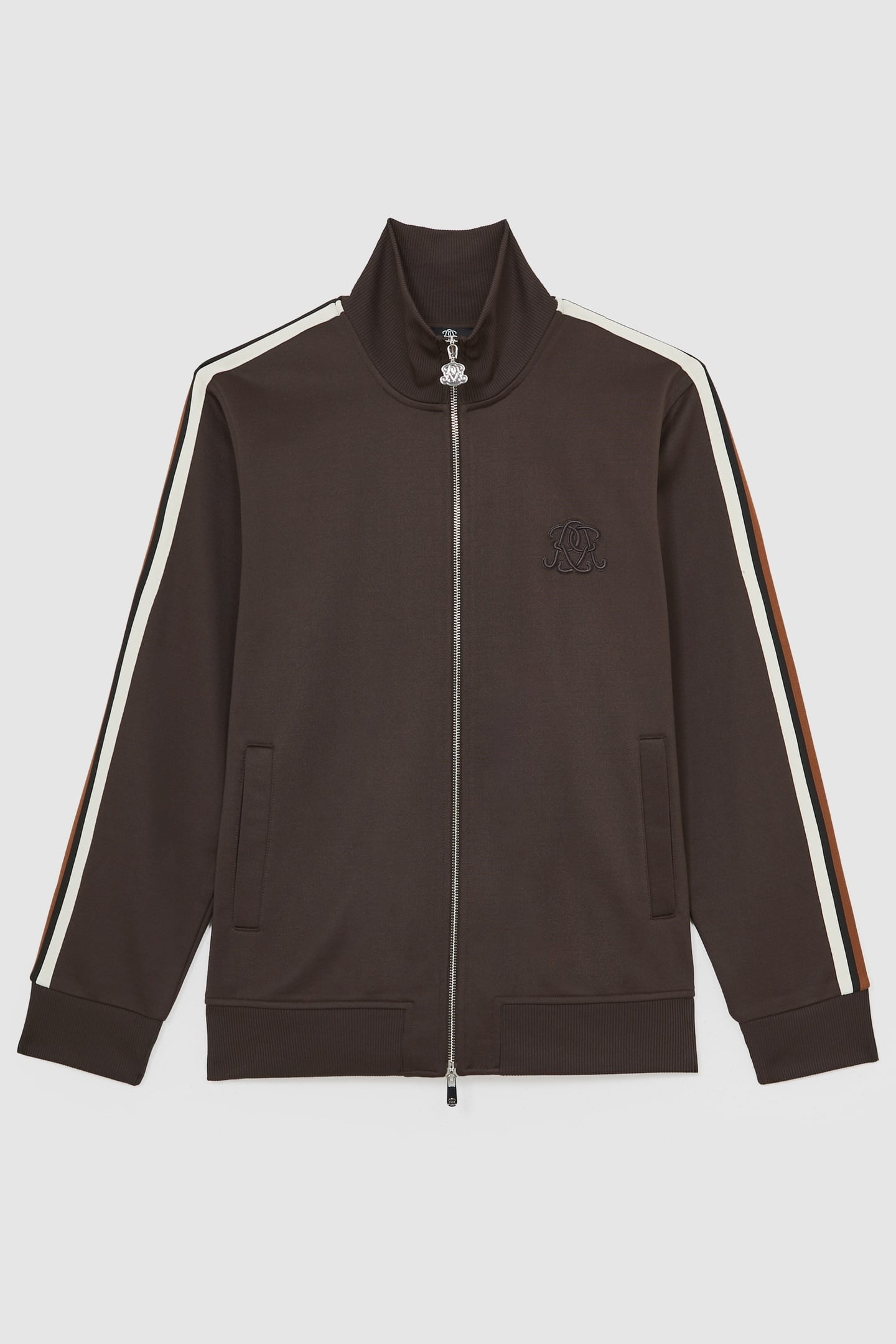 LS ZIP THROUGH MOTIF TRACK TOP BROWN 7