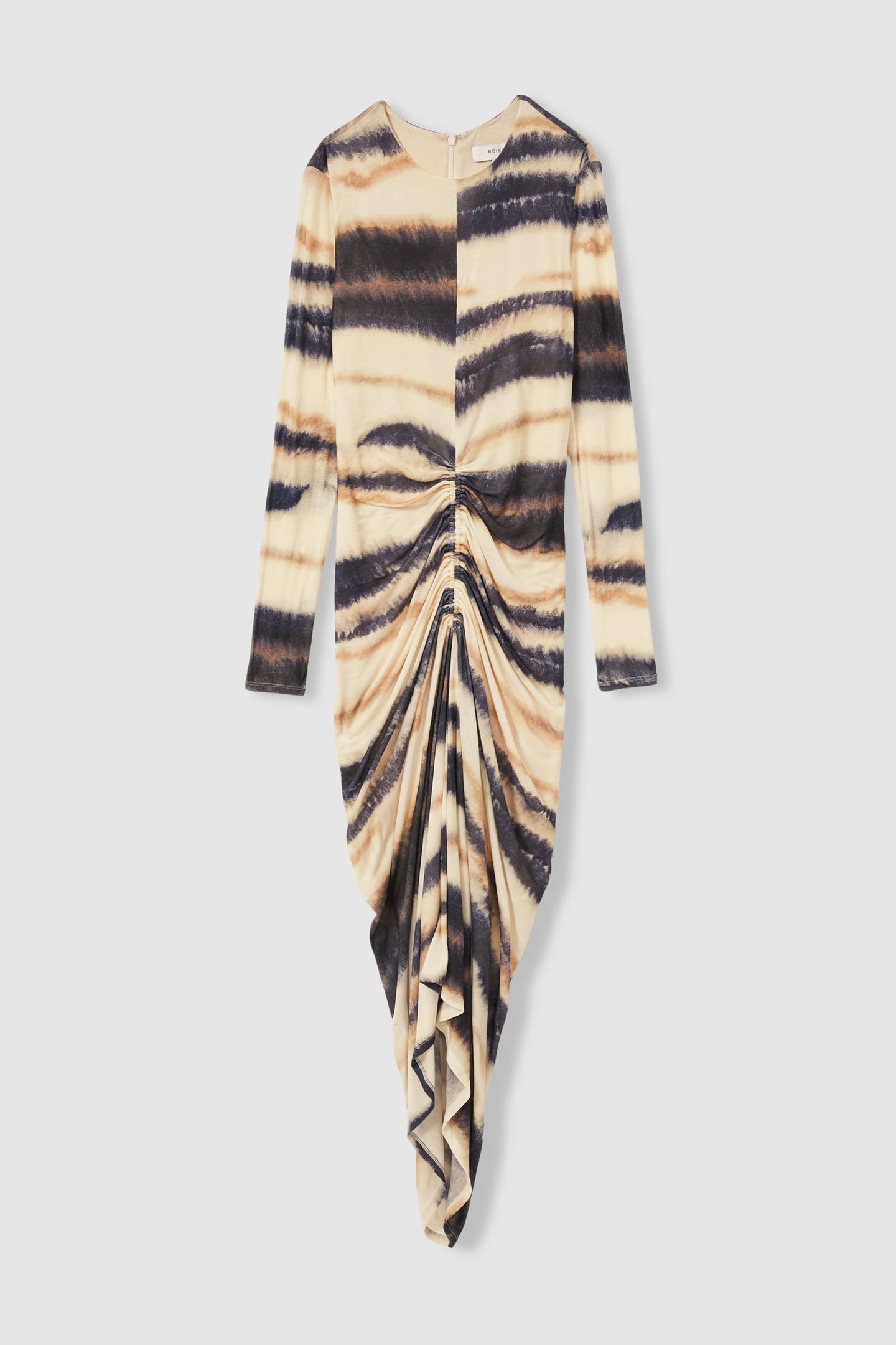 PRINTED RUCHED JERSEY DRESS NEUTRAL/NAVY 4