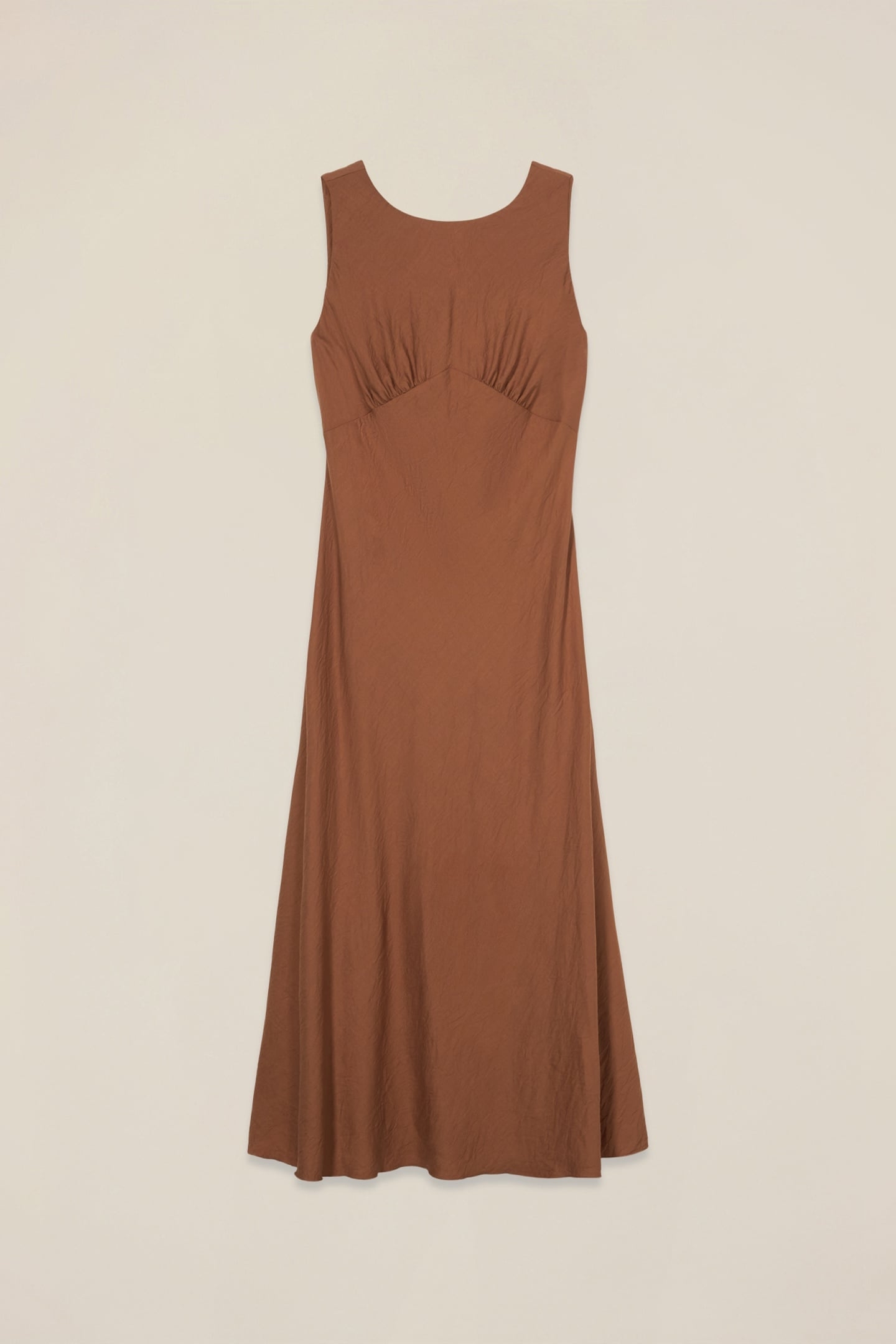 FLUID LONG DRESS WITH DRAPING BROWN 3