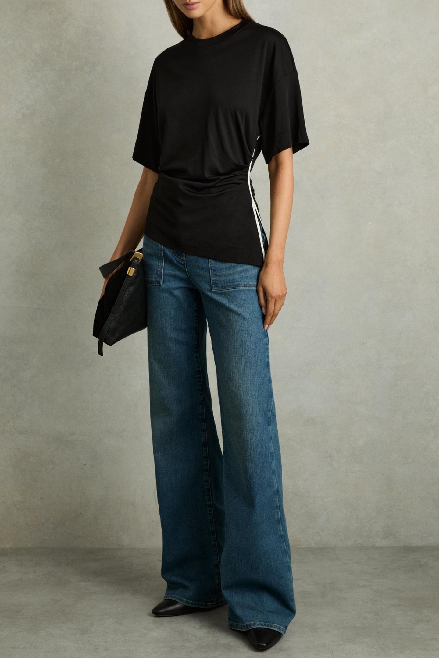 TIPPED CONTRAST TRIM TOP CREAM/BLACK 1