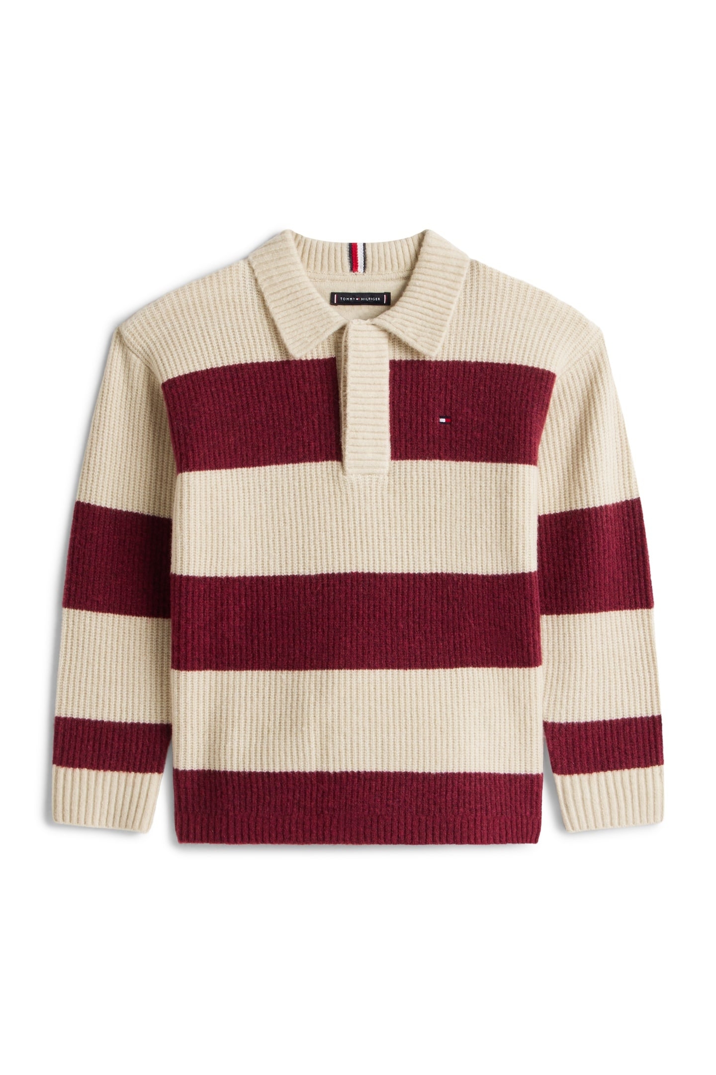 BOYS WOOL BLEND RIB RUGBY RICH CHERRY COLOURBLOCK 3