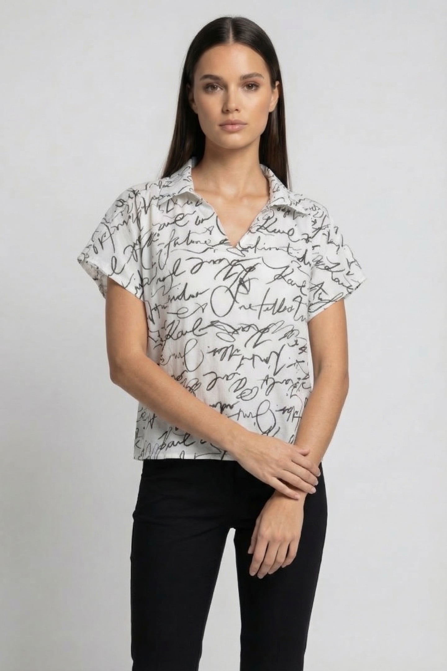 SCRIBBLE AOP COTTON VOILE BLOUSE 1