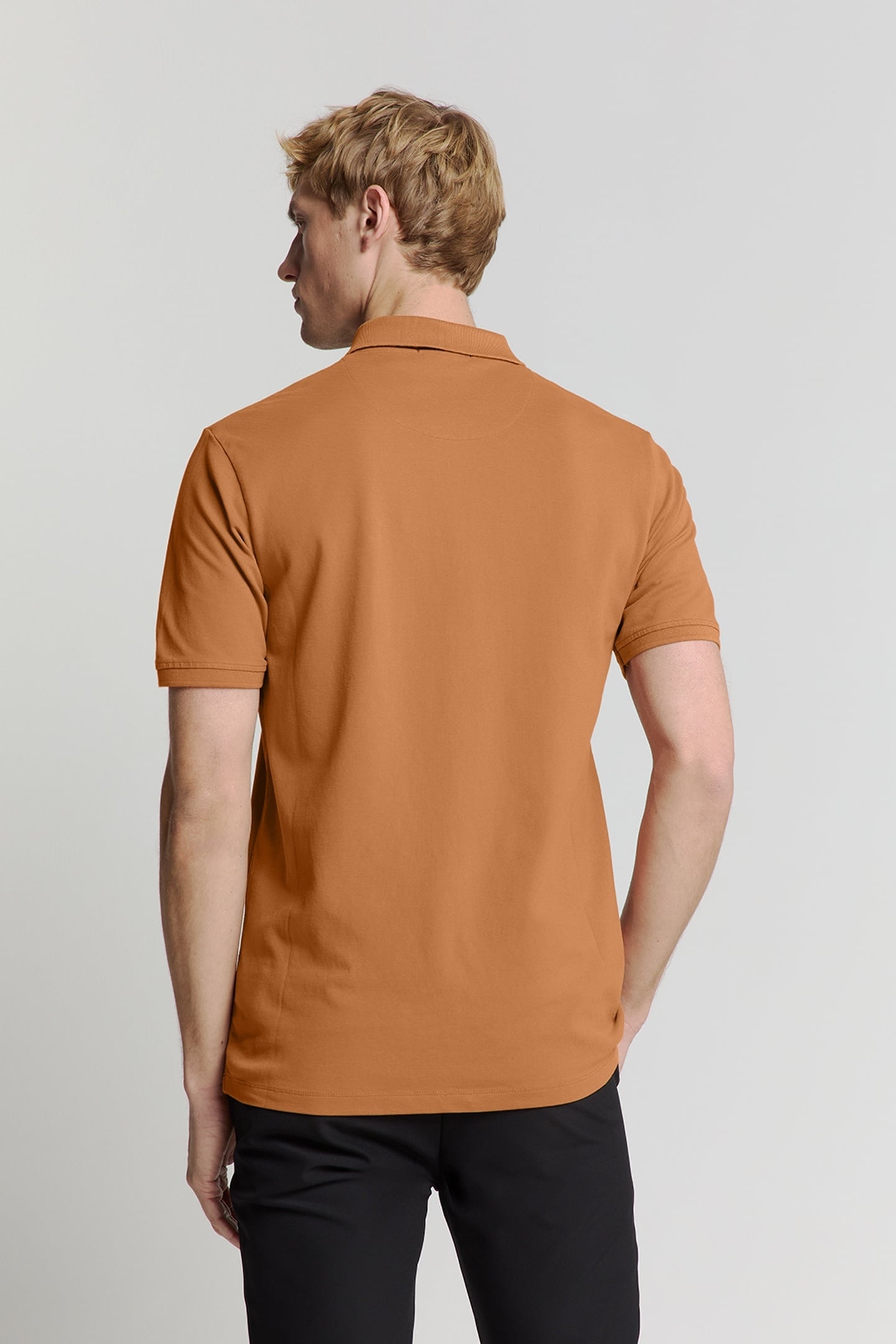 POLO ZIP PIQUE GARMENT DYED CARAMEL 3