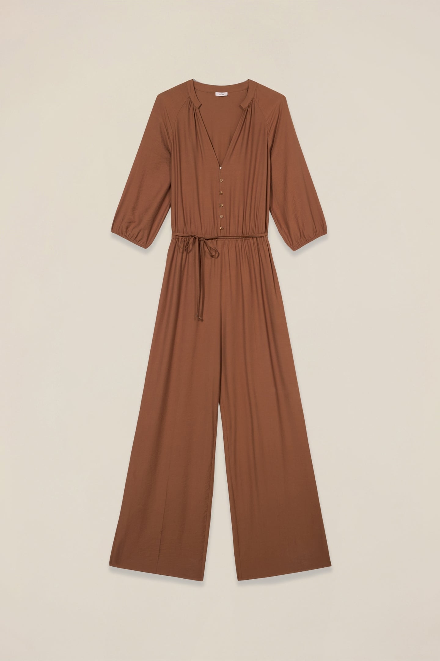 FLUID JUMPSUIT WITH V-NECK BROWN 3