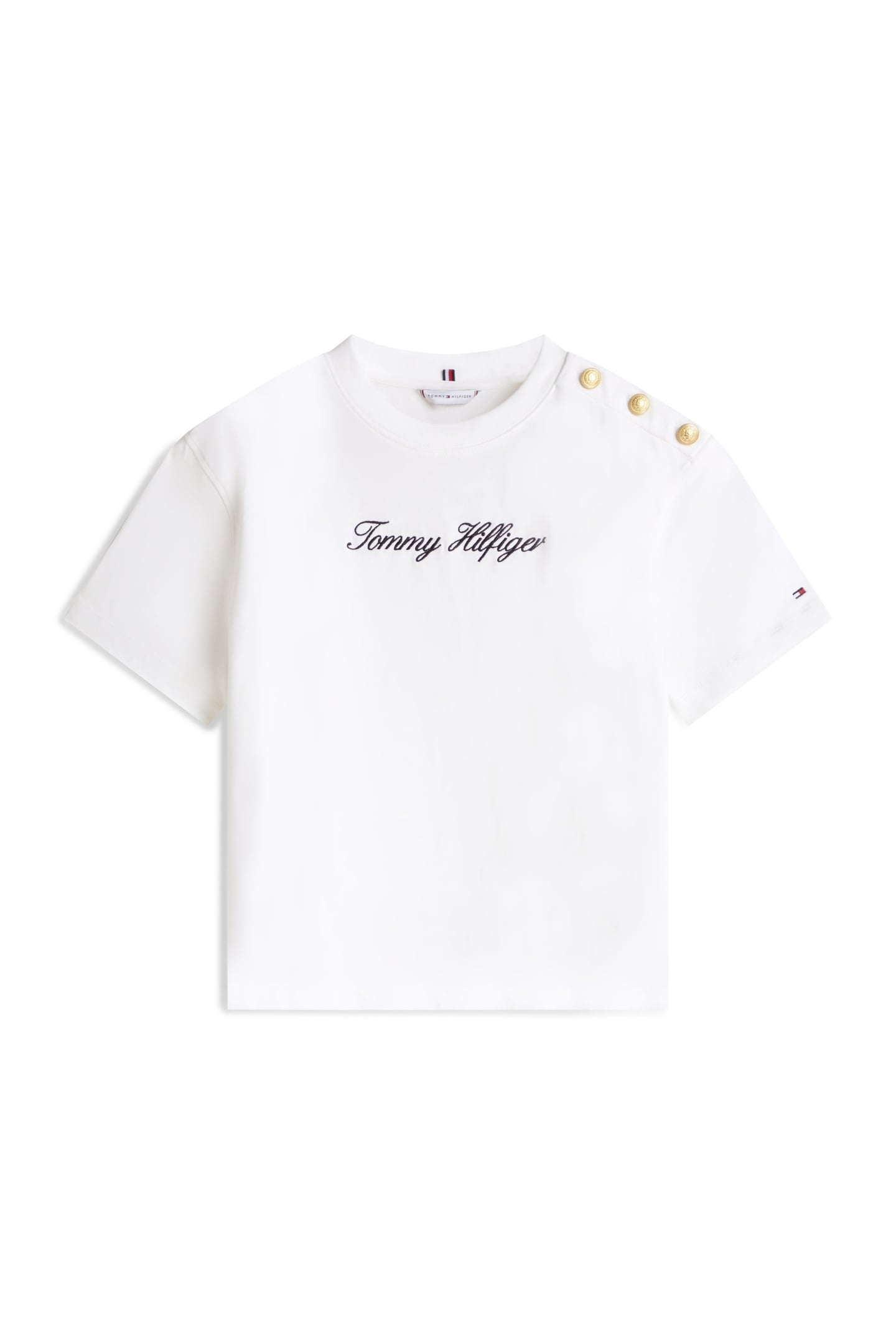 GOLD-TONE BUTTON LOGO EMBROIDERY RELAXED T-SHIRT ECRU 5