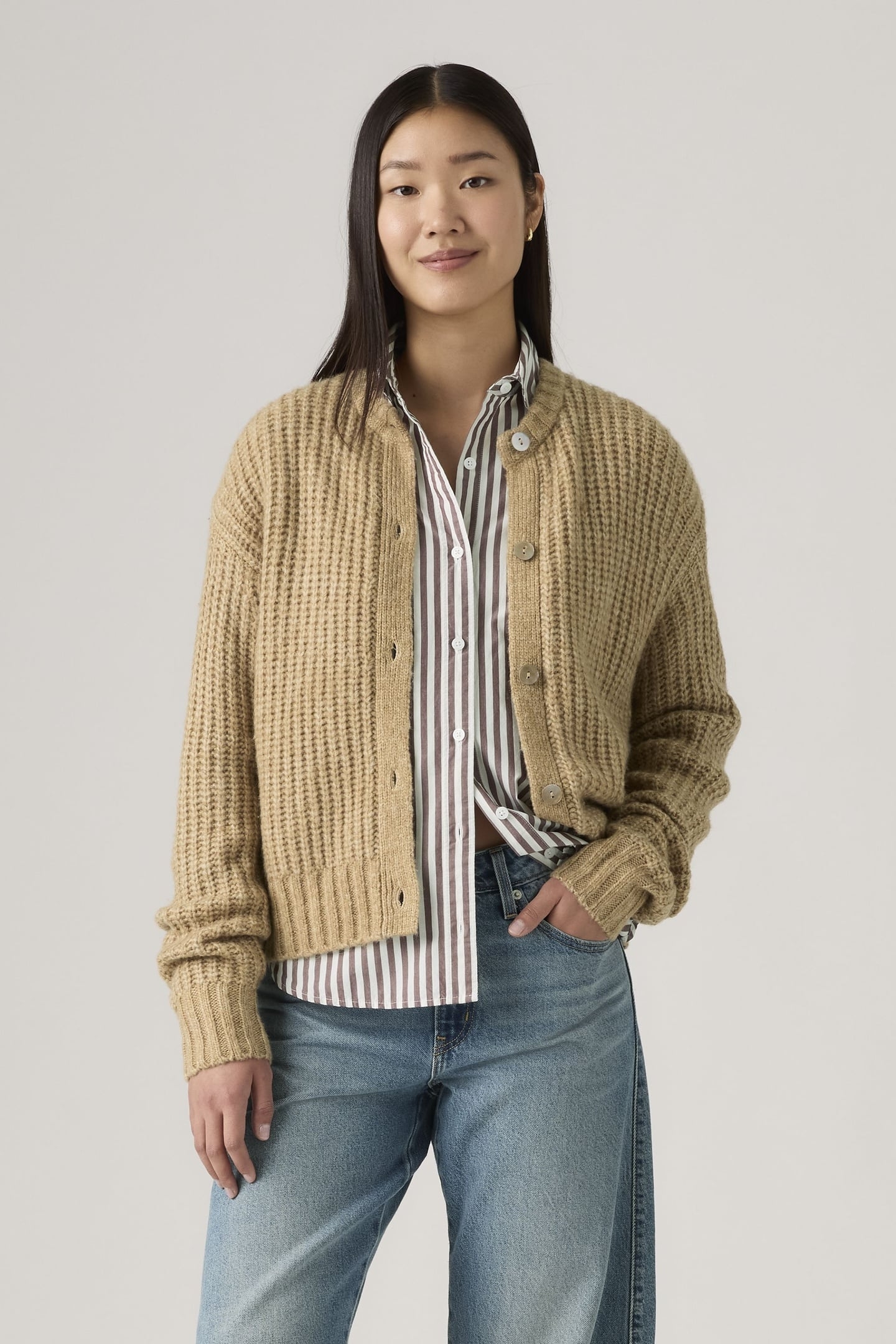 LUNA SHELL BUTTON CARDIGAN NEUTRAL 1