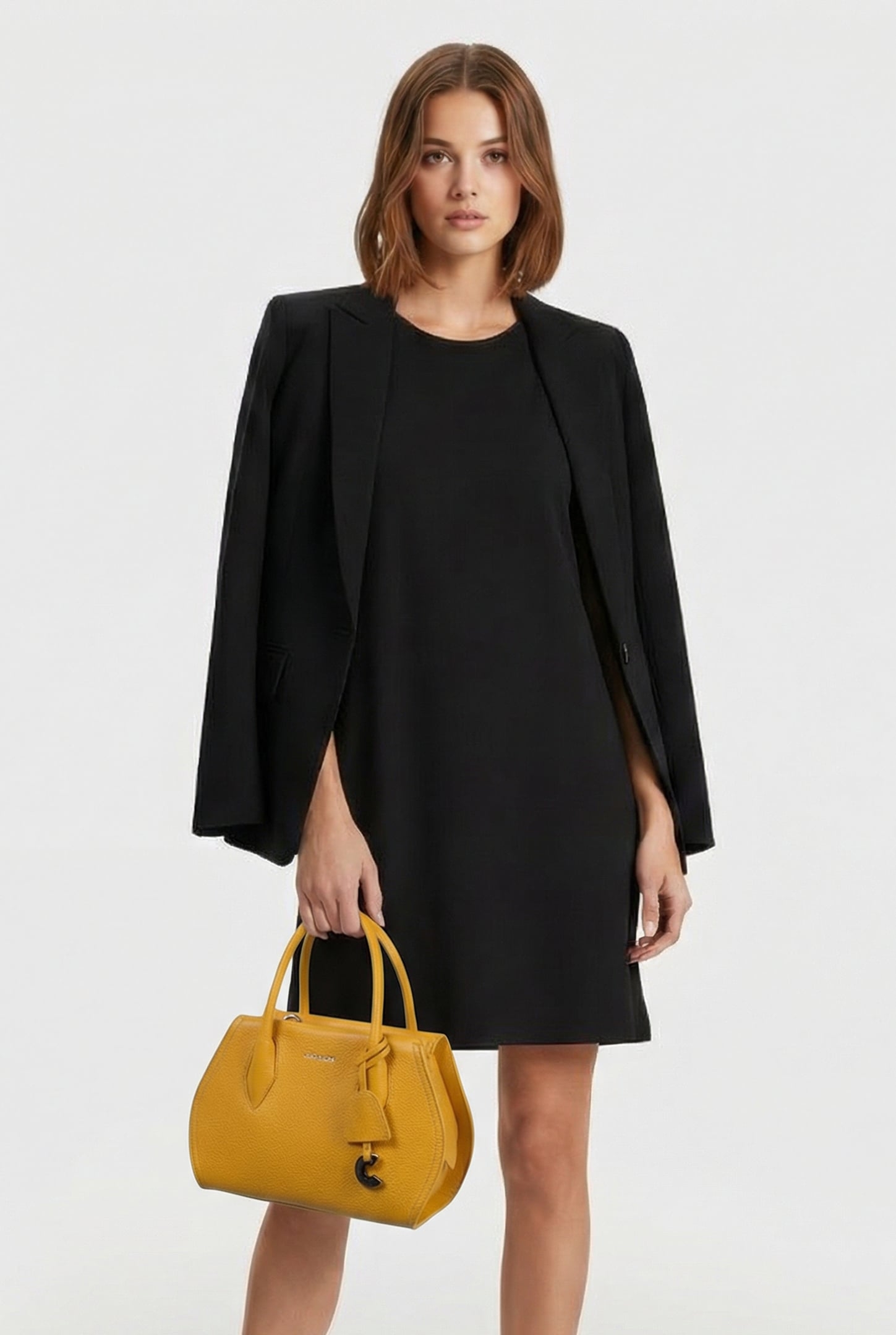 LEATHER MEDIUM SATCHEL BAG IN MUSTARD YELLOW 1