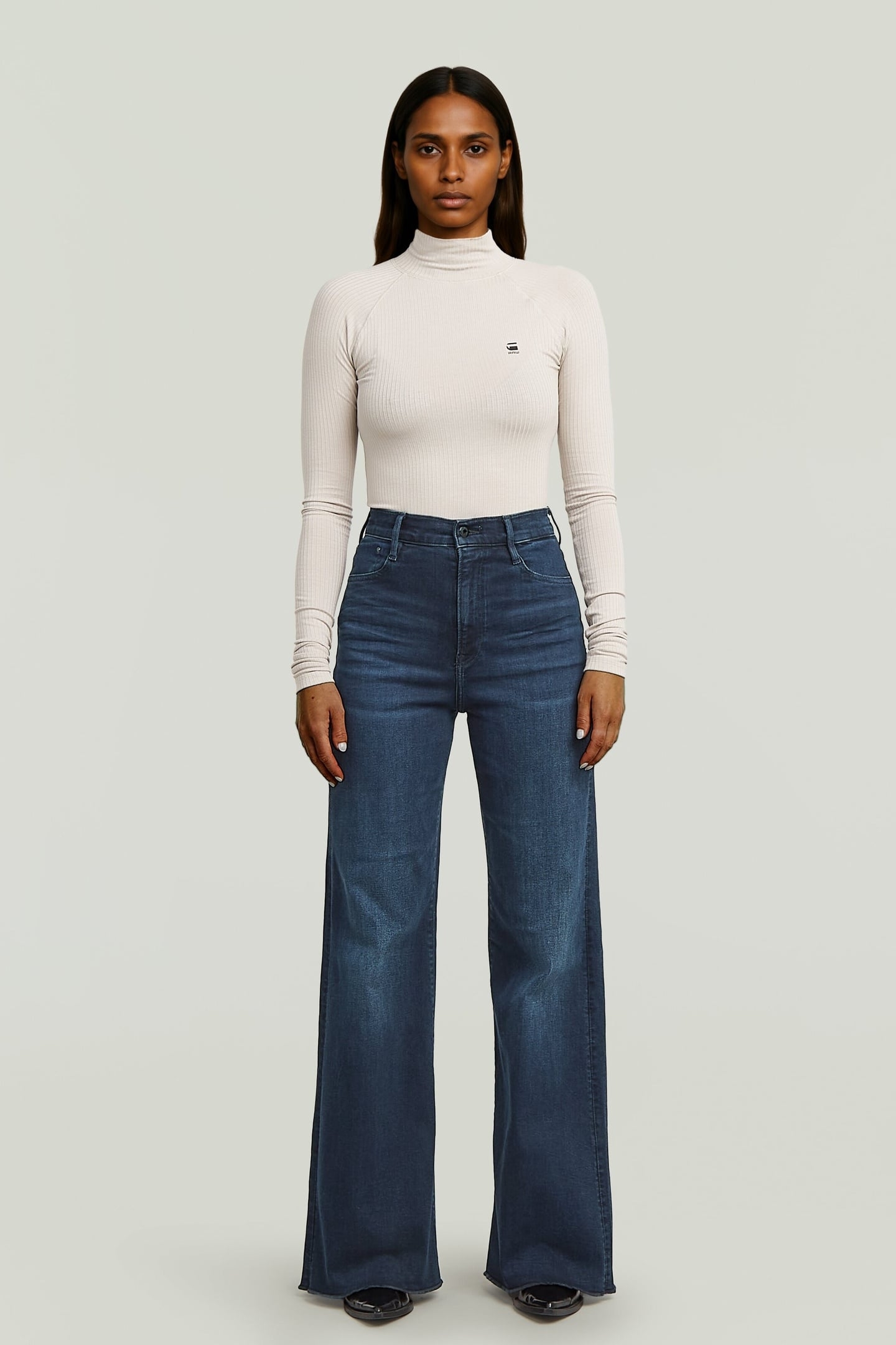 DECK ULTRA HIGH WIDE LEG JEANS WORN IN BLUE STORM 1