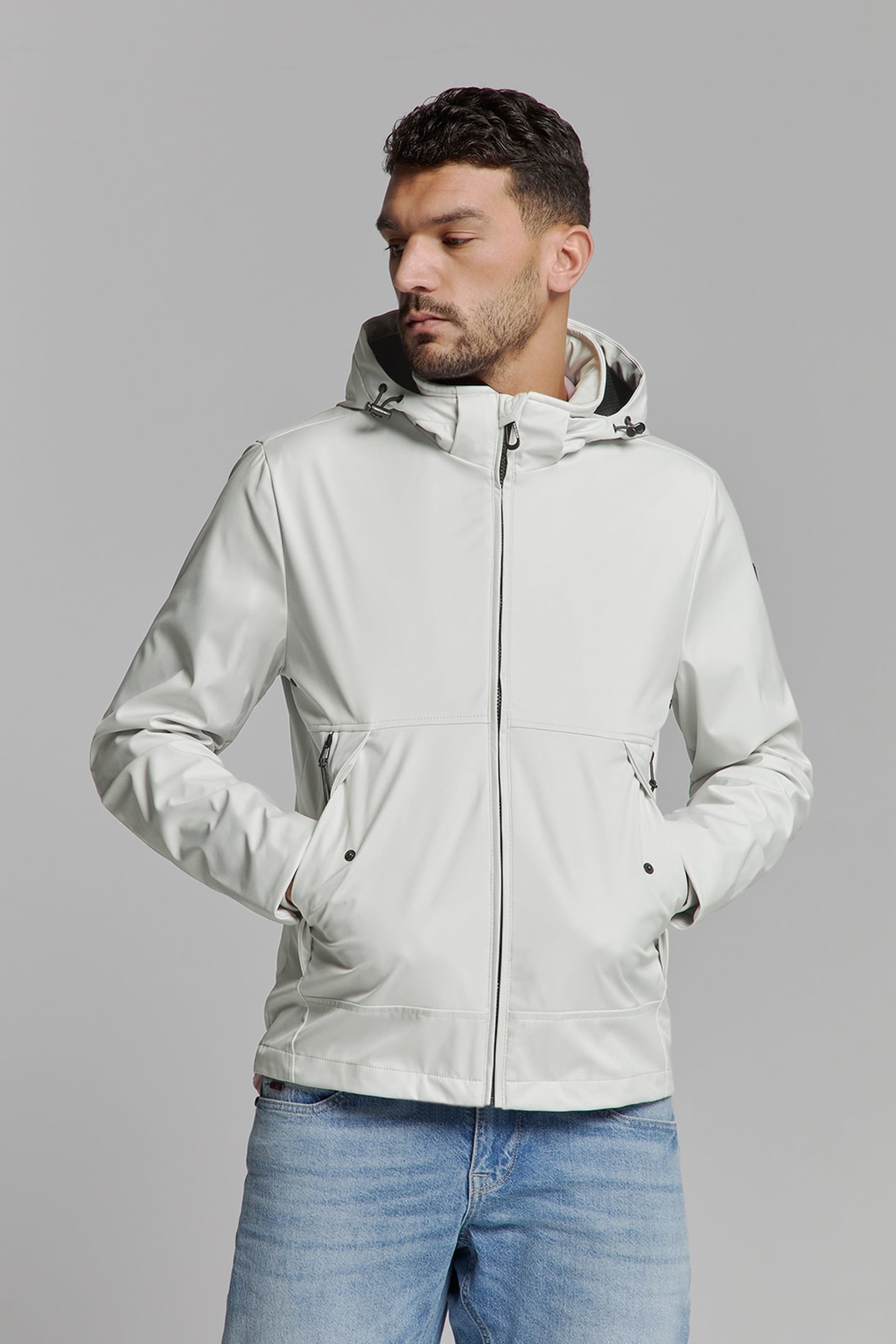 JACKET MID LONG HOOD DETACHABLE CHALK 1