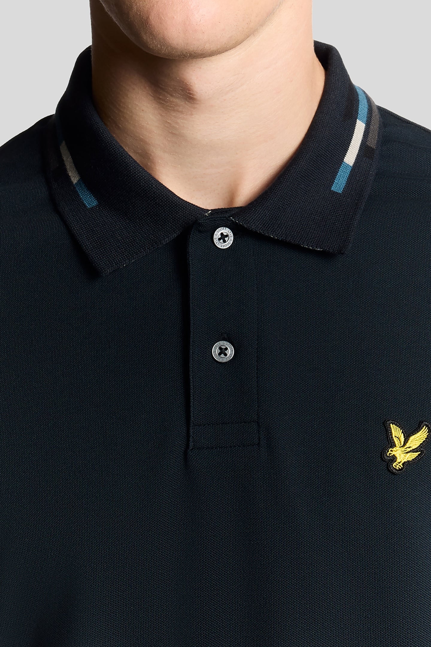 STRIPED TIPPED POLO SHIRT DARK NAVY/FOAM 5