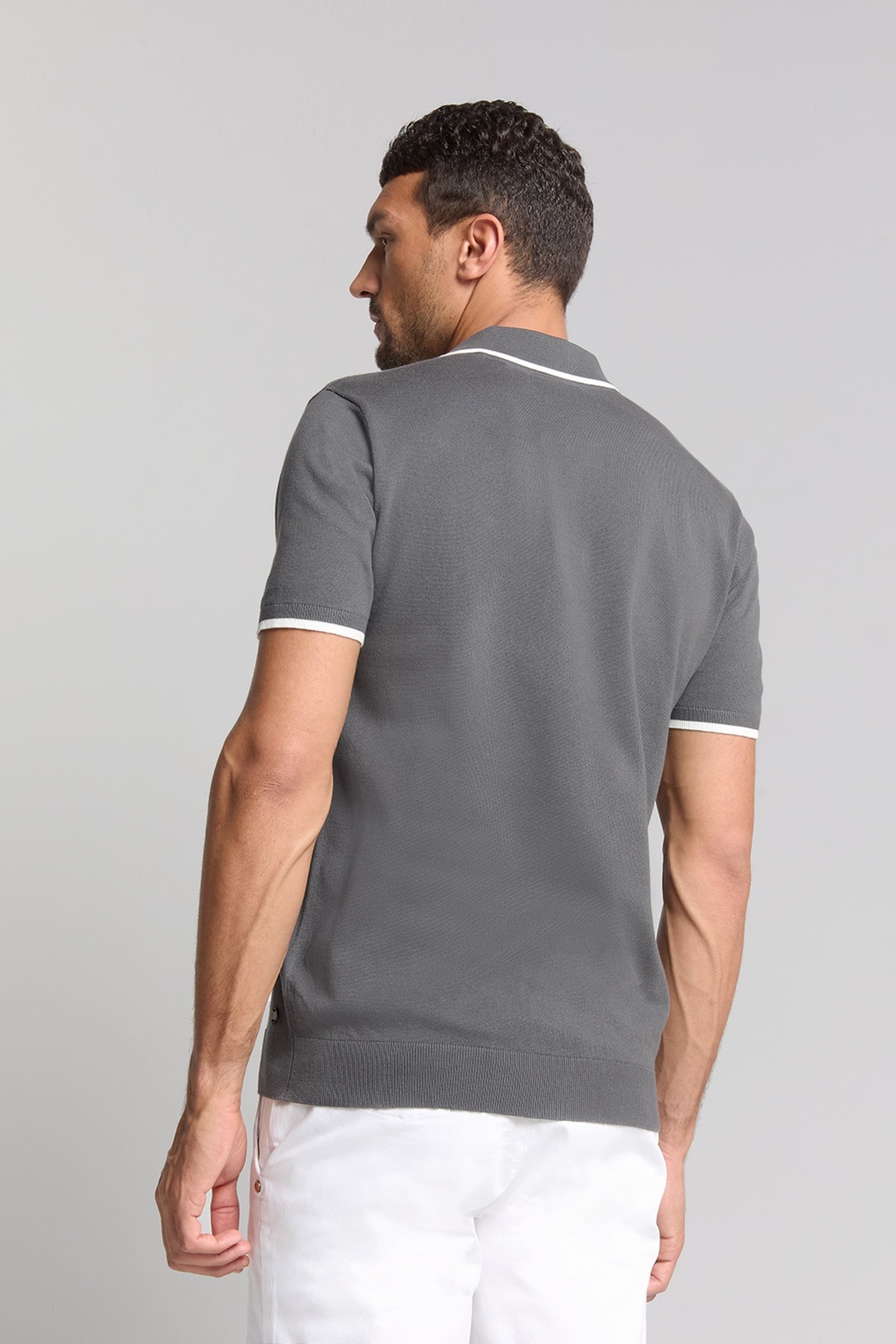 PULLOVER SHORT SLEEVE POLO BUTTON SOLID DARK STEEL 2