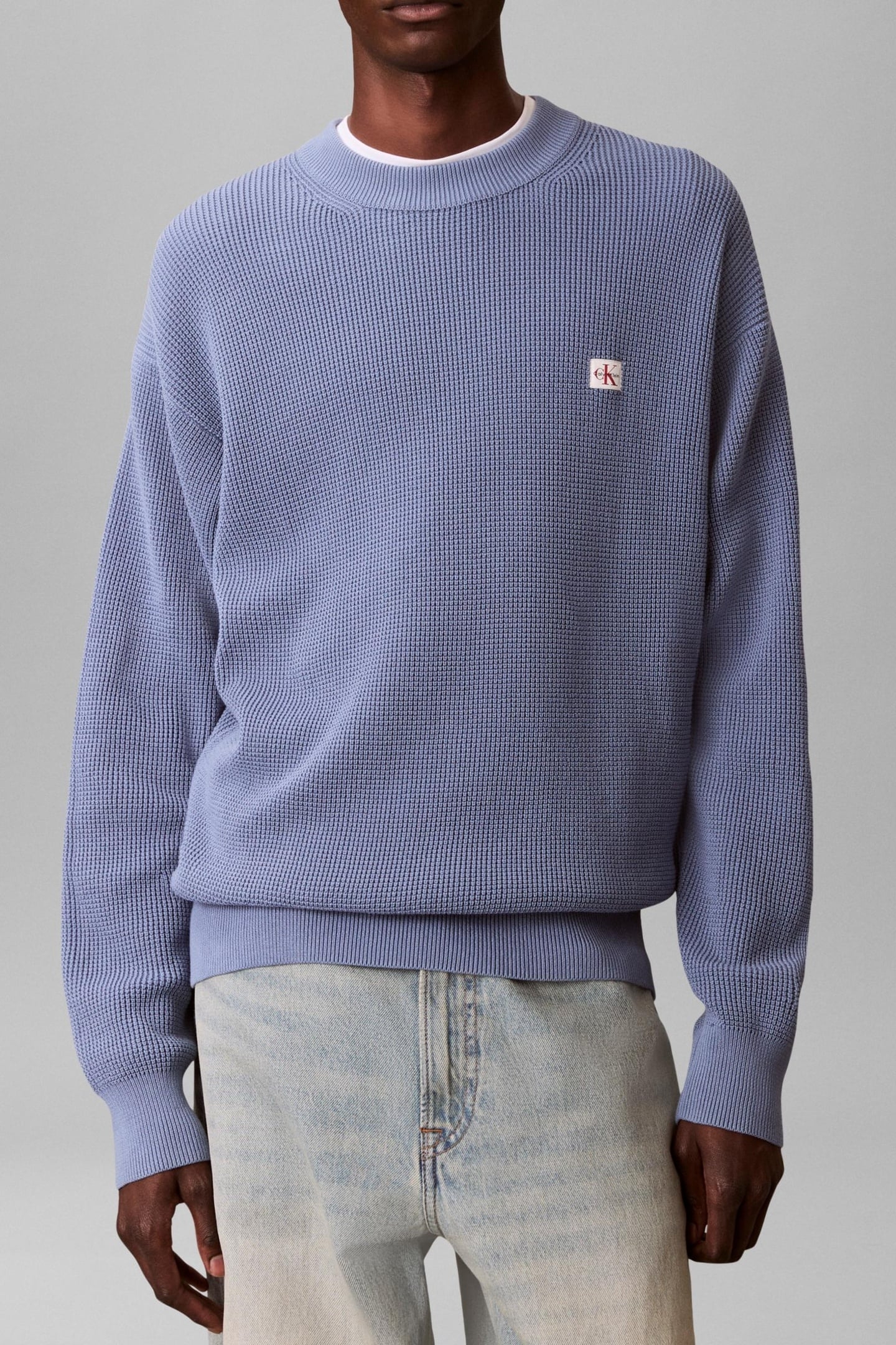 LS EZ COTTON WAFFLE SWEATER DUSTY SAILOR BLUE 2