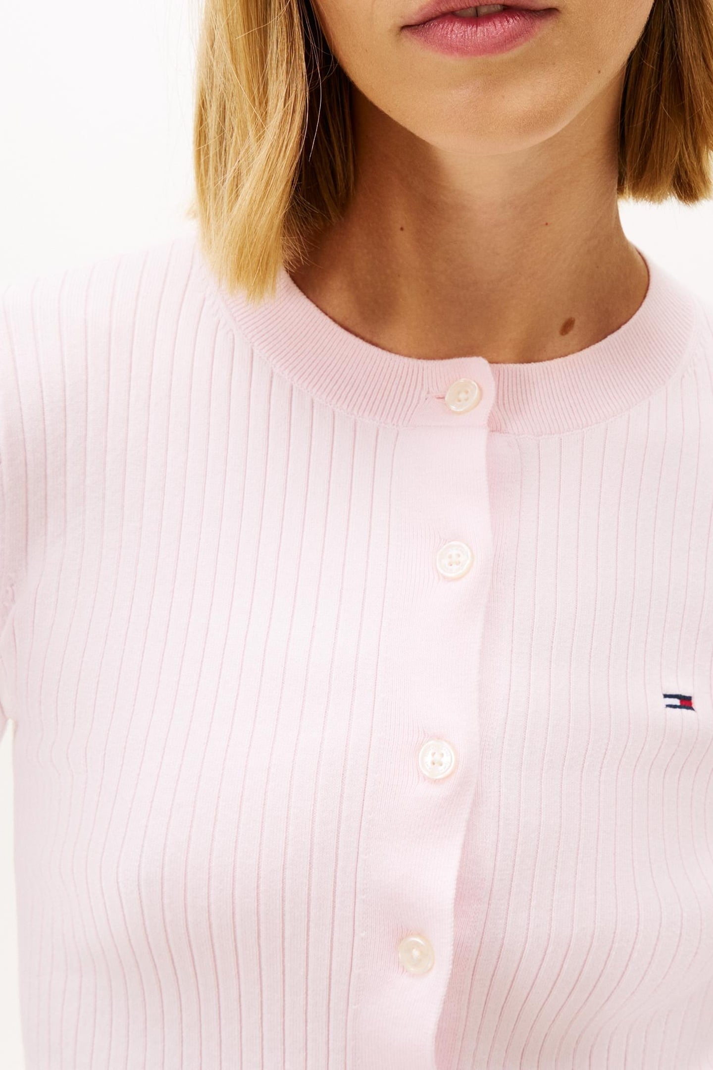 CROPPED RIB CARDIGAN LIGHT PINK 5