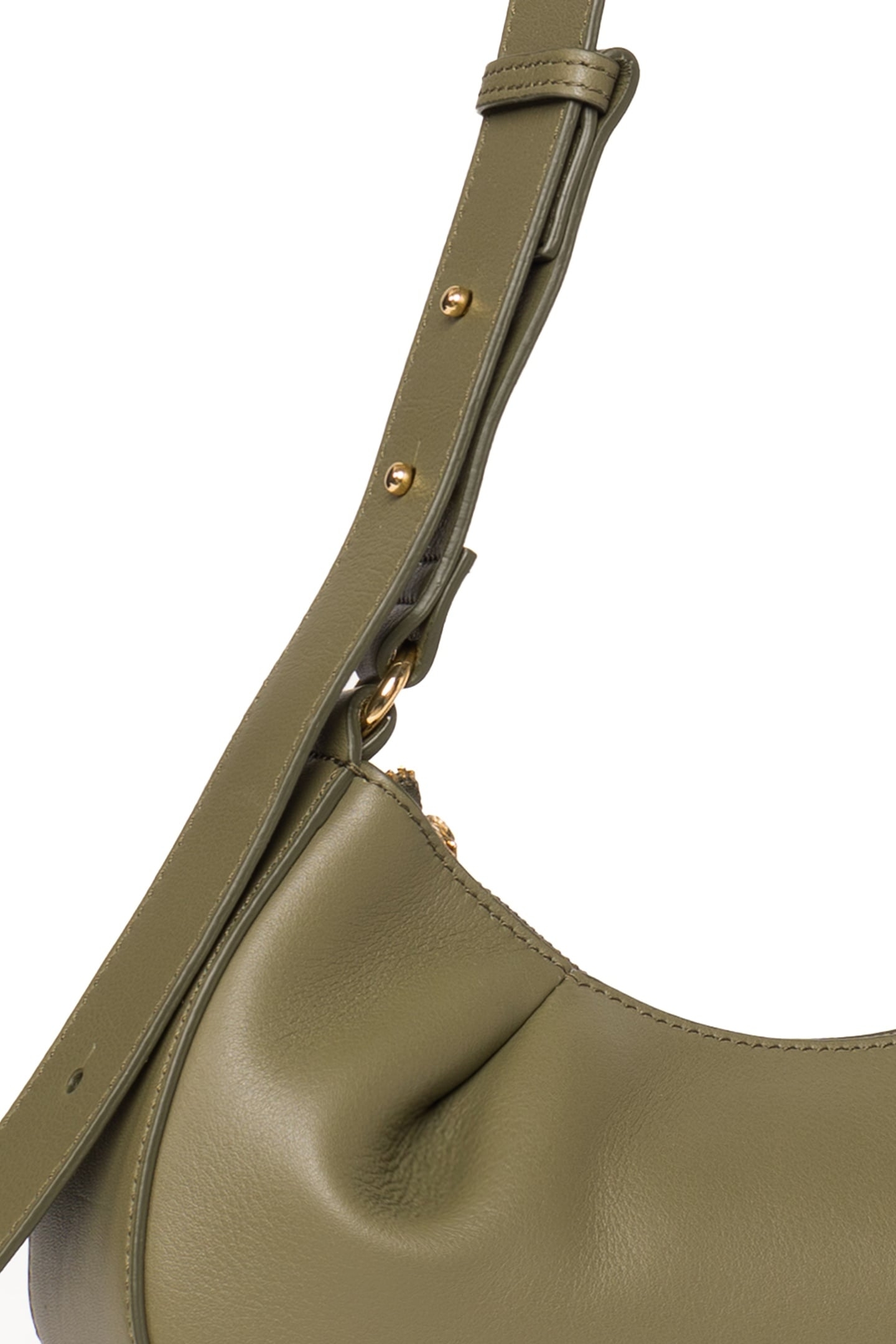 DIMPLE MOON SMALL LEATHER OLIVE GREEN 3