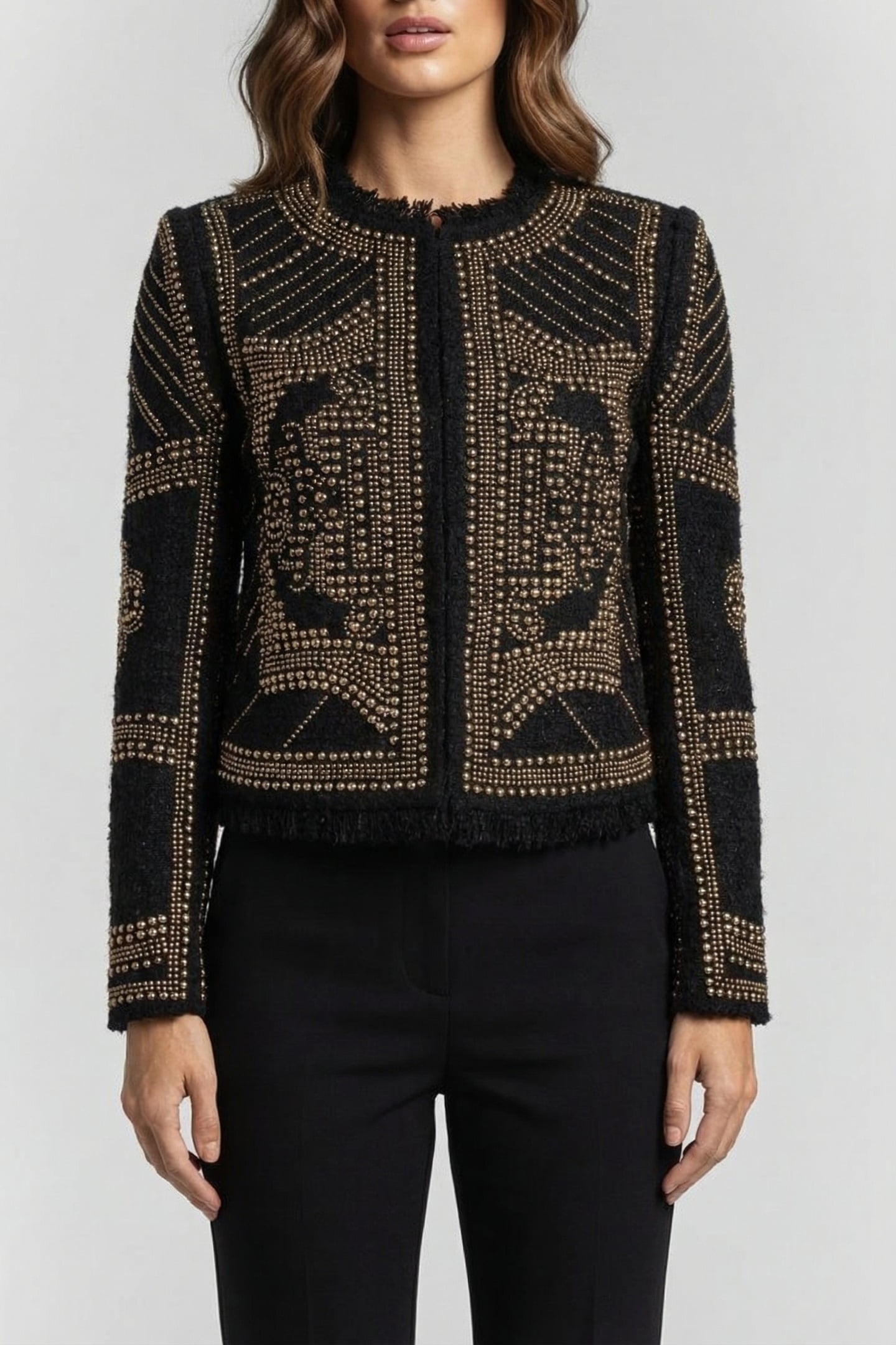 MARCIANO BY GUESS HELENE CROPPED STUDDED JACKET BLACK/GOLD 2