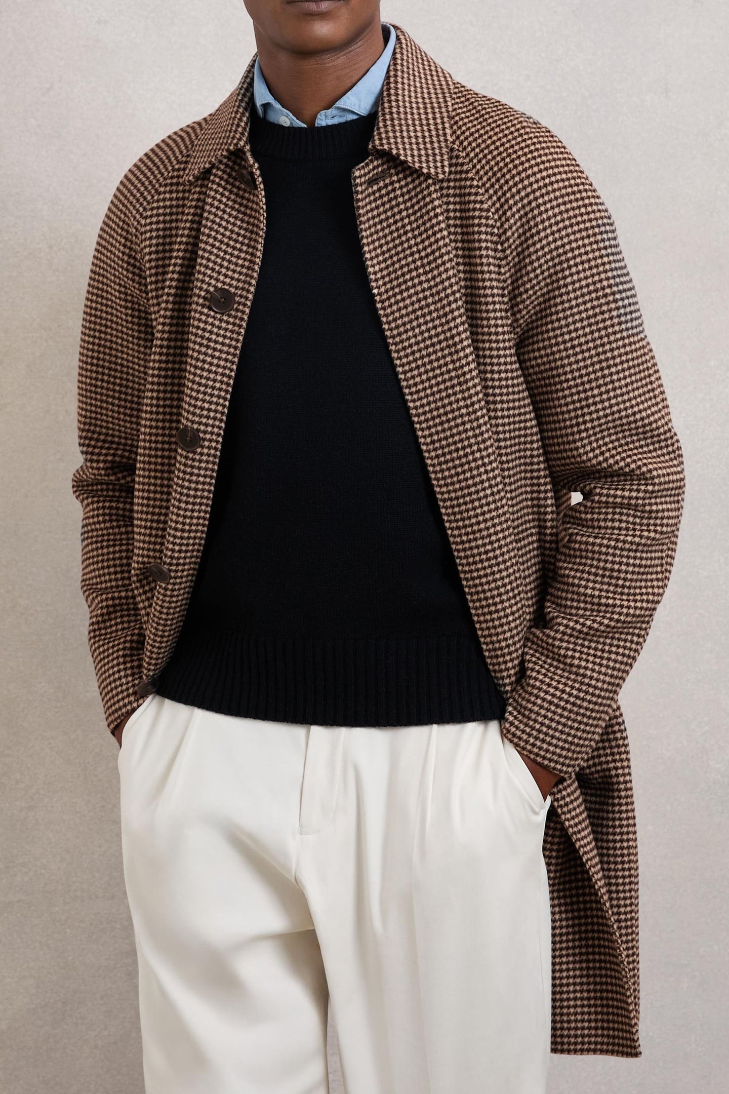 SB DOGTOOTH CHECK OVERCOAT BROWN 5