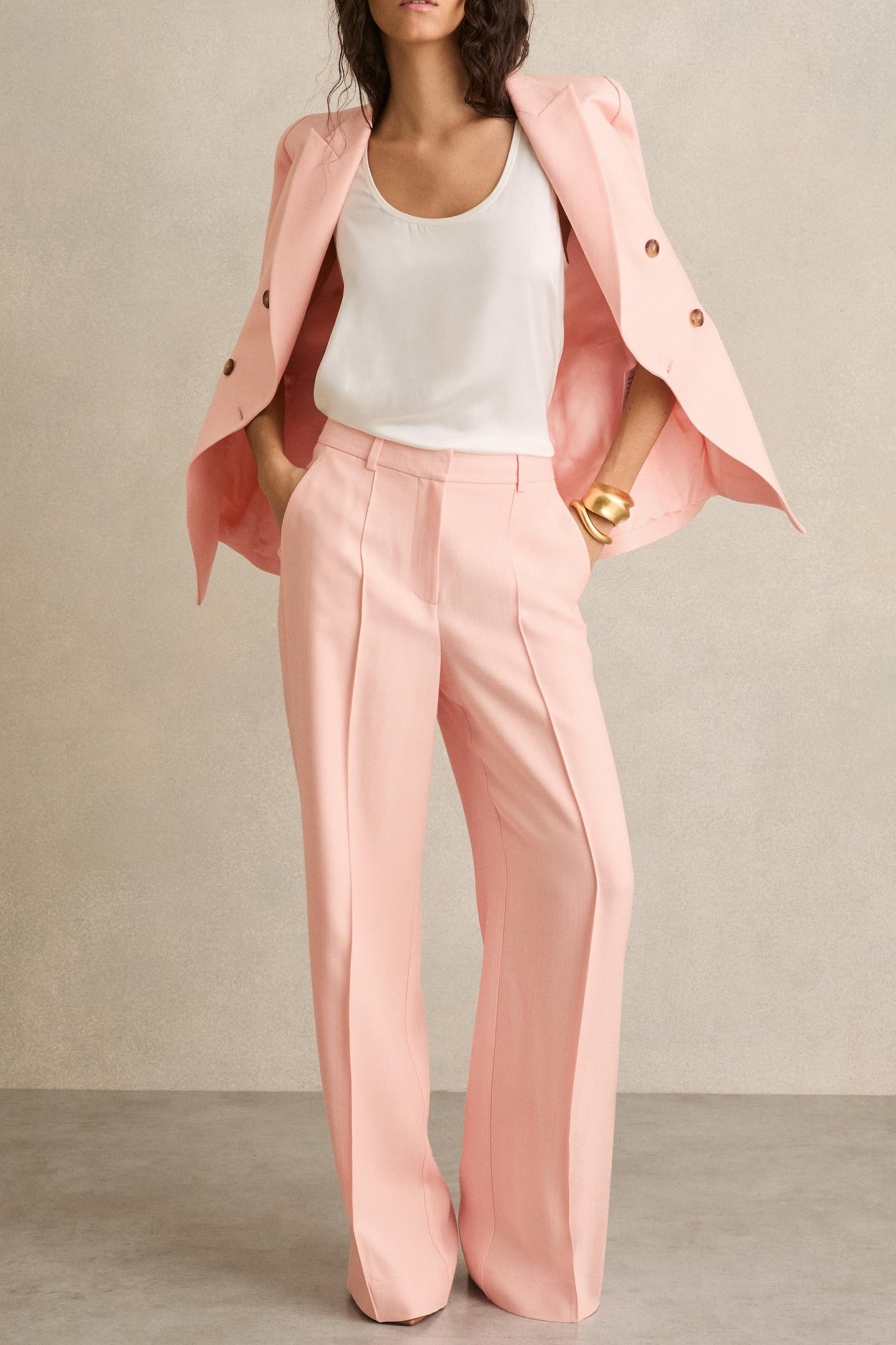 WIDE LEG SUIT TROUSER PINK 1