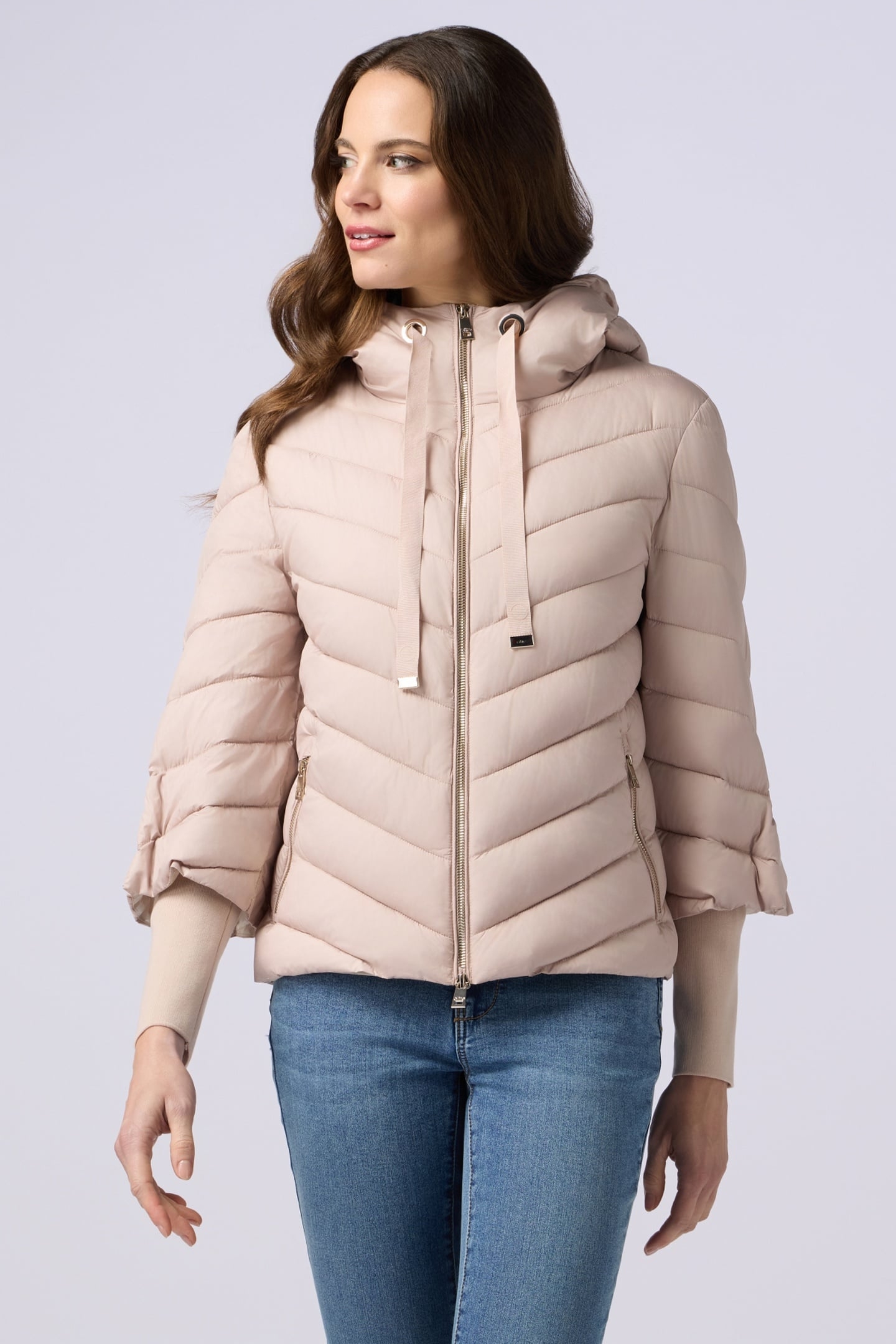LIGHTWEIGHT DOWN JACKET WITH HOOD AND CUFFS PINK 1