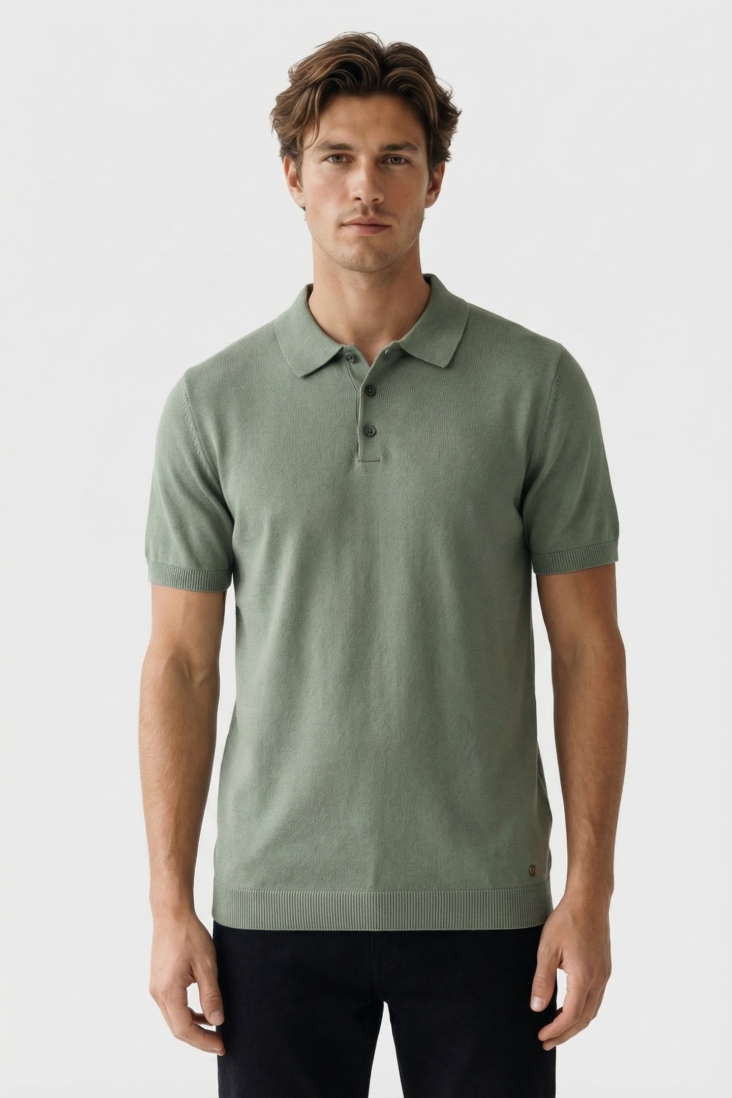 PULLOVER SHORT SLEEVE POLO BUTTON SOLID GREEN 1