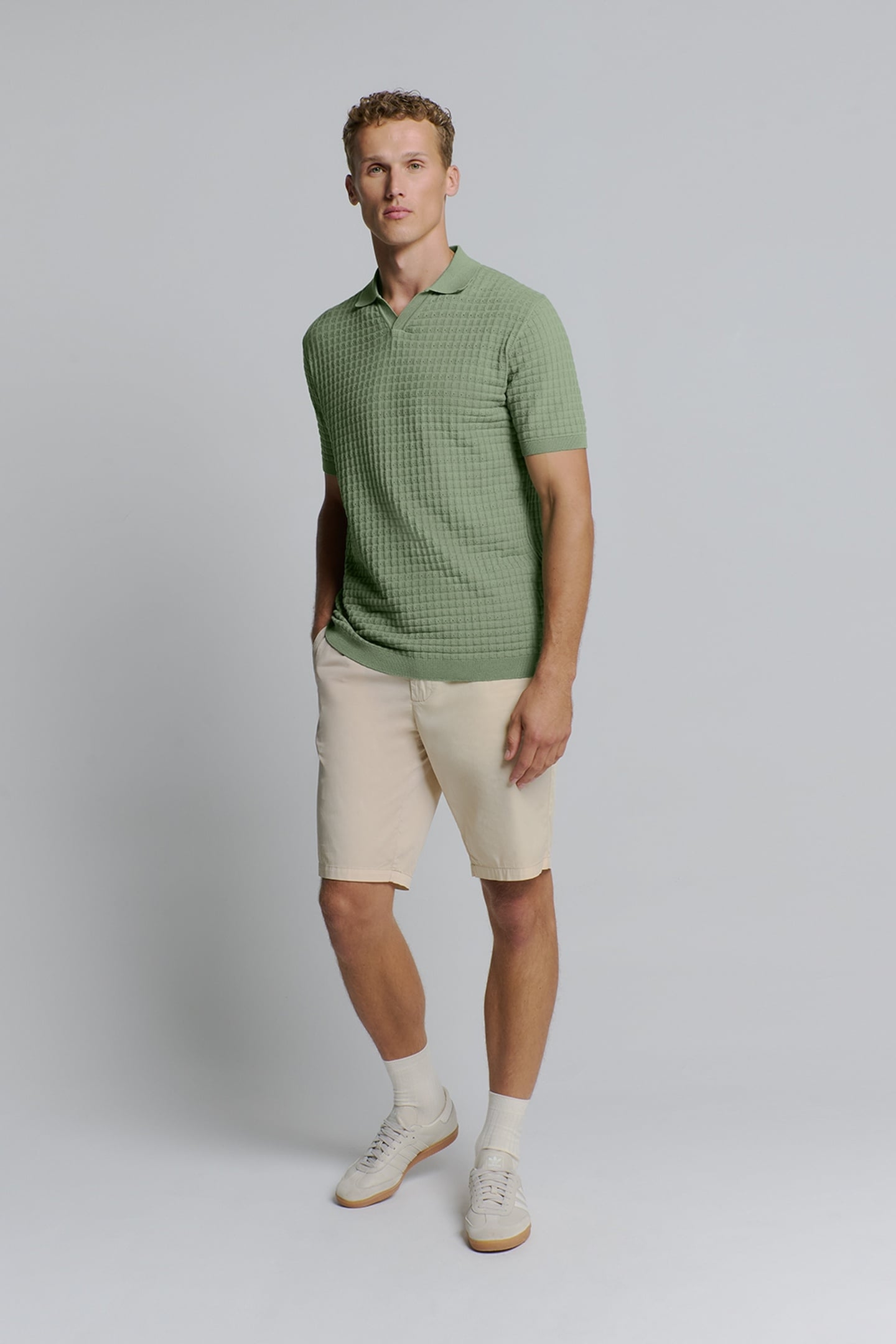 PULLOVER SHORT SLEEVE POLO V SOLID JACQUARD GREEN 2