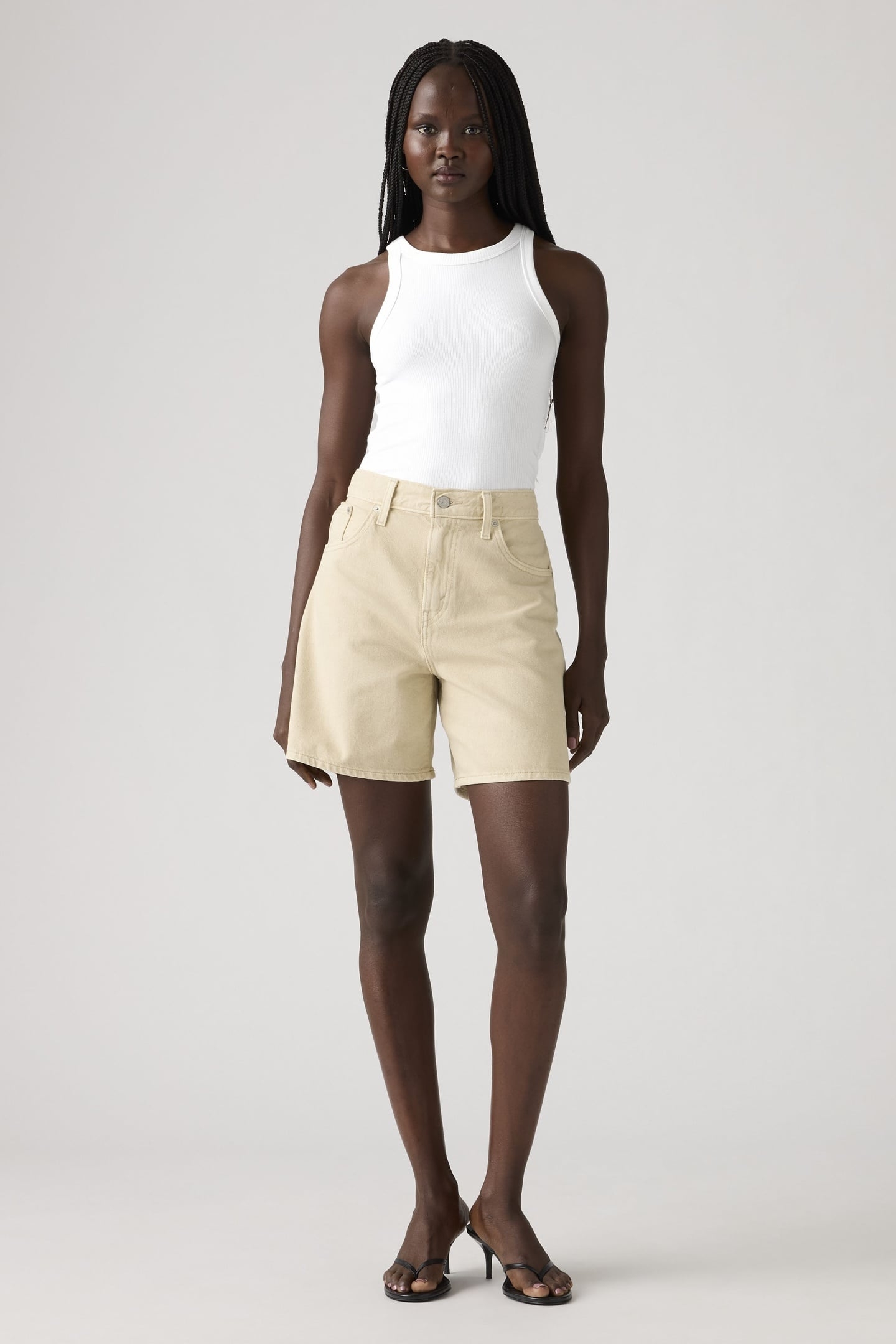 HIGH BAGGY LIGHTWEIGHT SHORTS BEIGE 2
