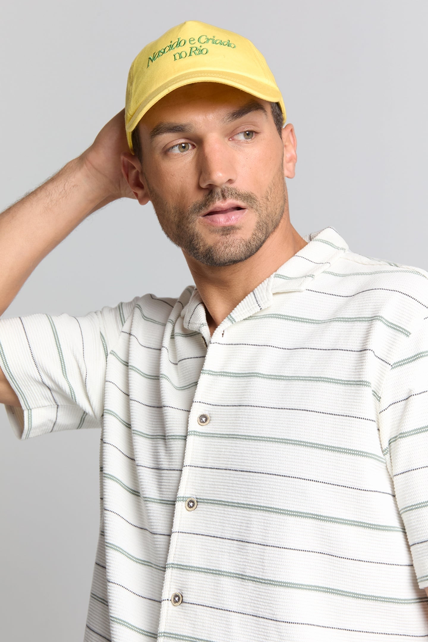 SHIRT SHORT SLEEVE JERSEY REVERS COLLAR STRIPES OFFWHITE 7