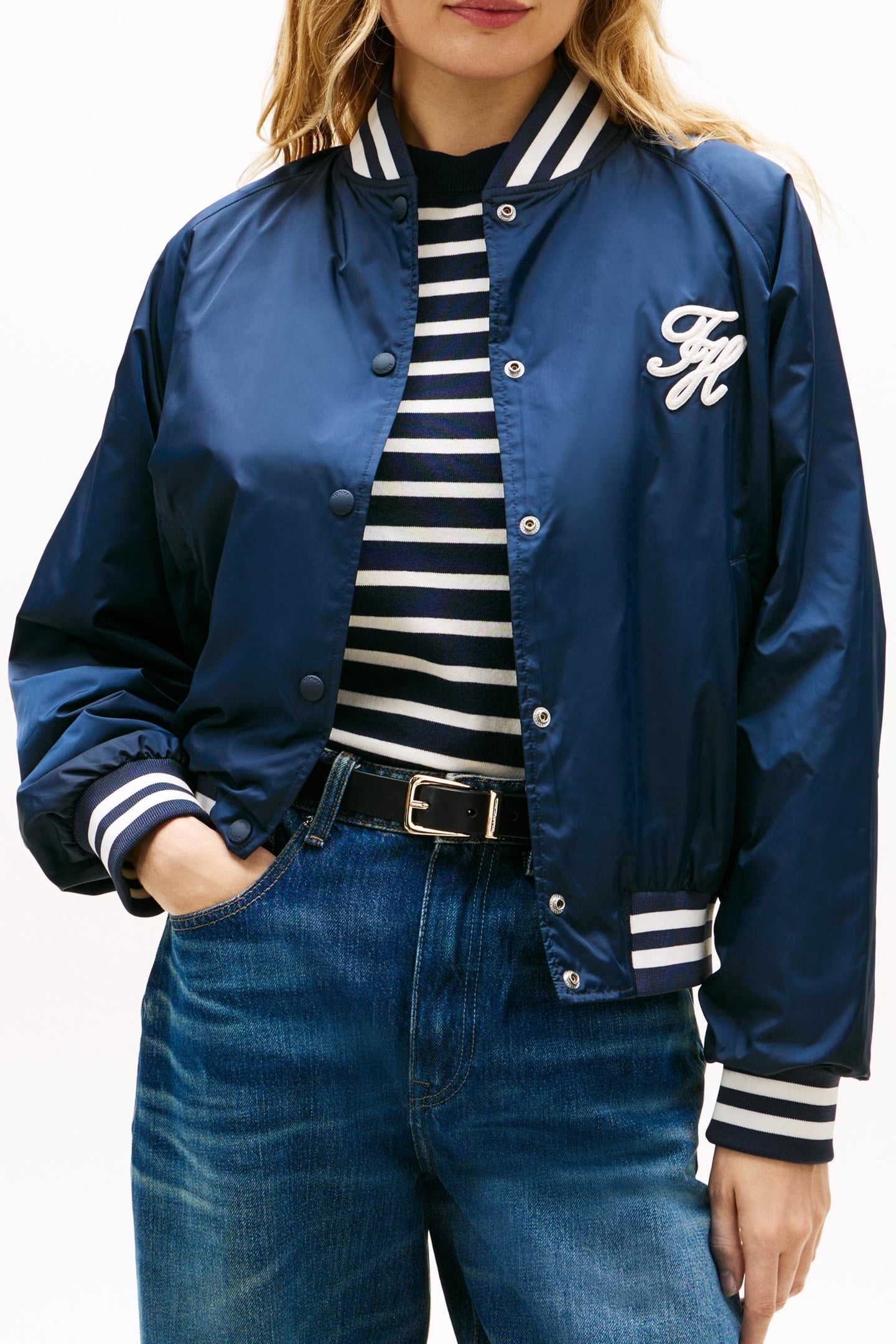 VARSITY NYLON BOMBER DARK NIGHT NAVY 3