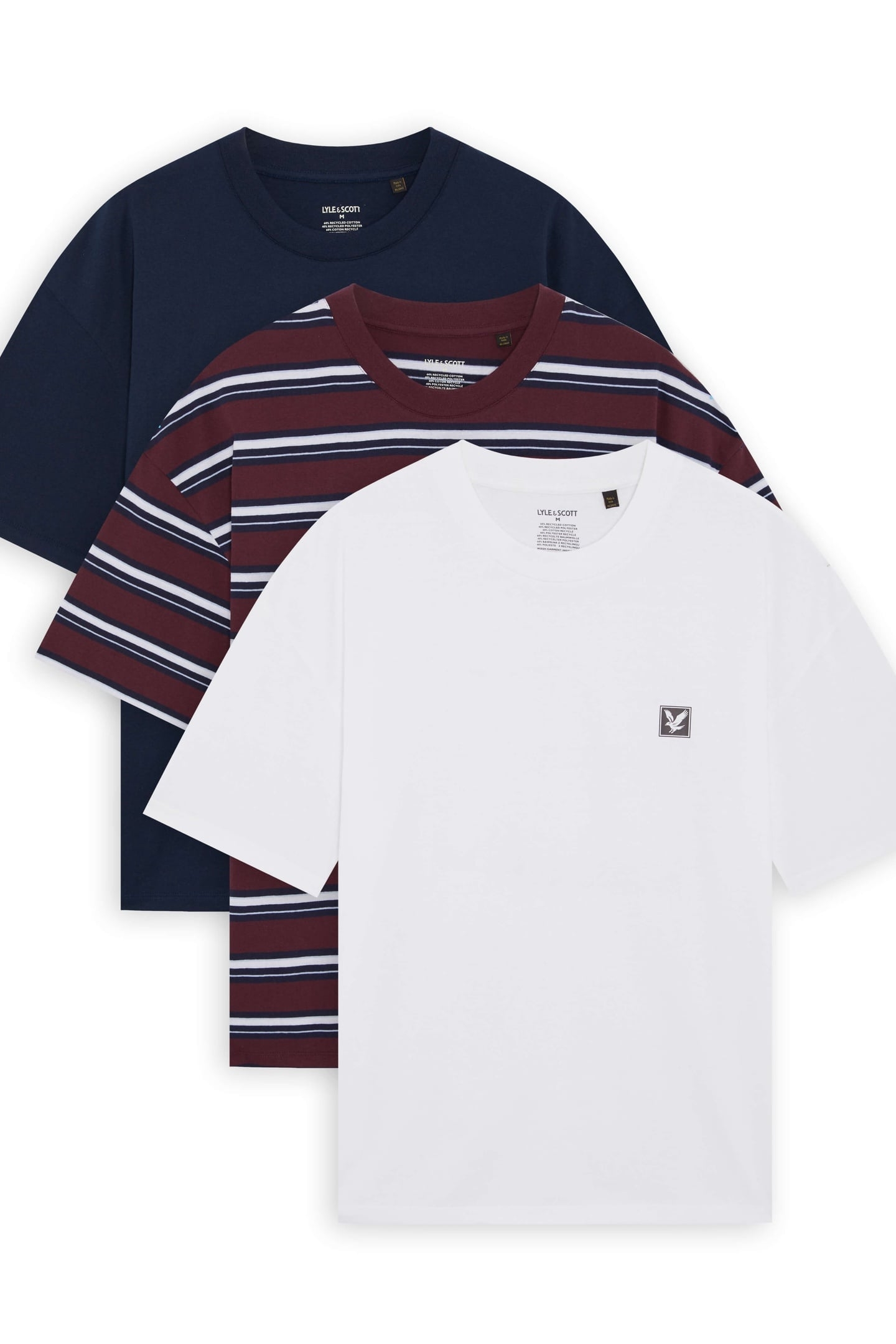 STRIPED 3 PACK RELAXED T-SHIRT NAVY STRIPE/WHITE/NAVY 5