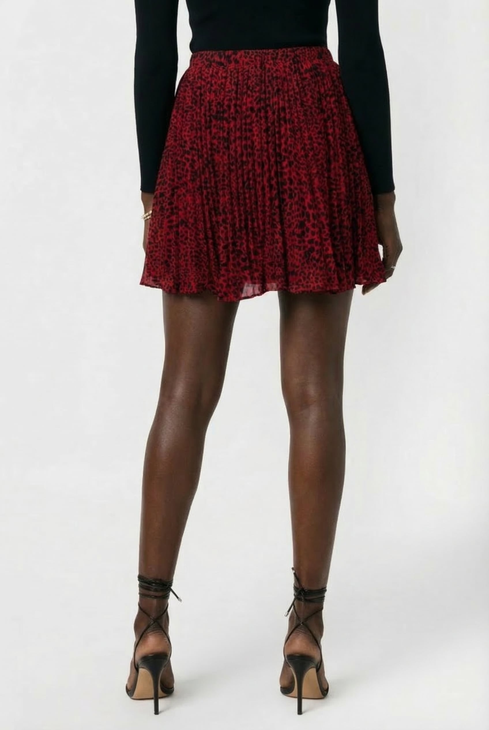 SAT PLEATED SKIRT IN RED ANIMAL PRINT 2