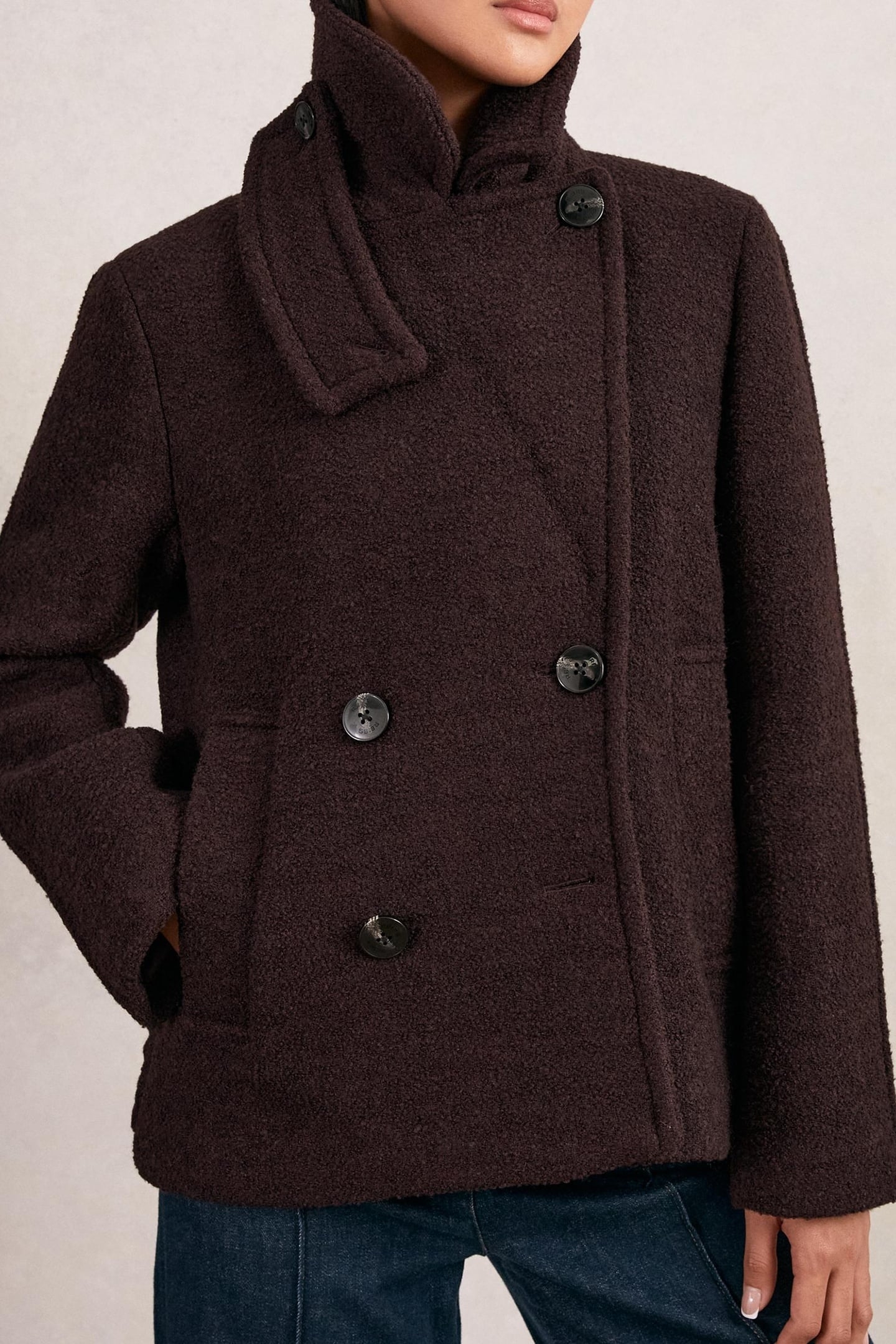 SHORT WOOL COAT BURGUNDY 1
