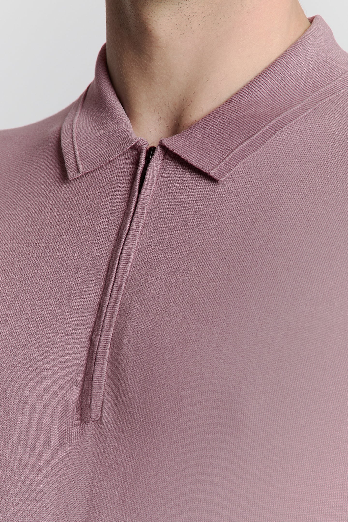 PULLOVER SHORT SLEEVE POLO ZIP SOLID MAUVE 7
