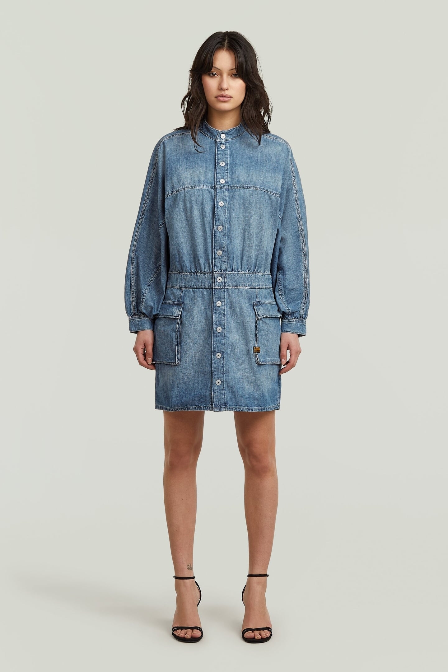 MACRO BALLOON DRESS L\S ANTIQUE FADED THAMES 1