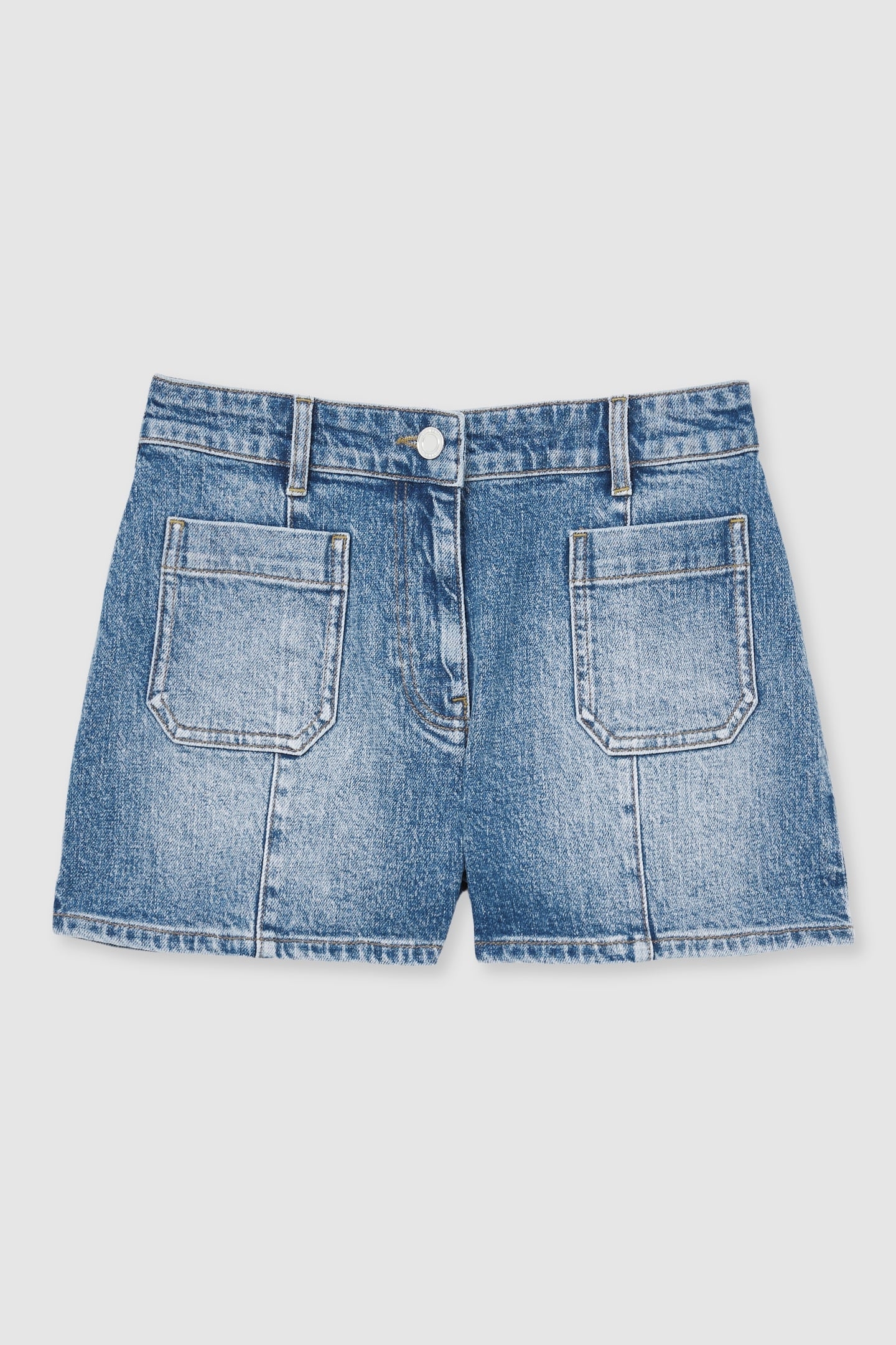 DENIM PATCH POCKET SHORT MID BLUE 4