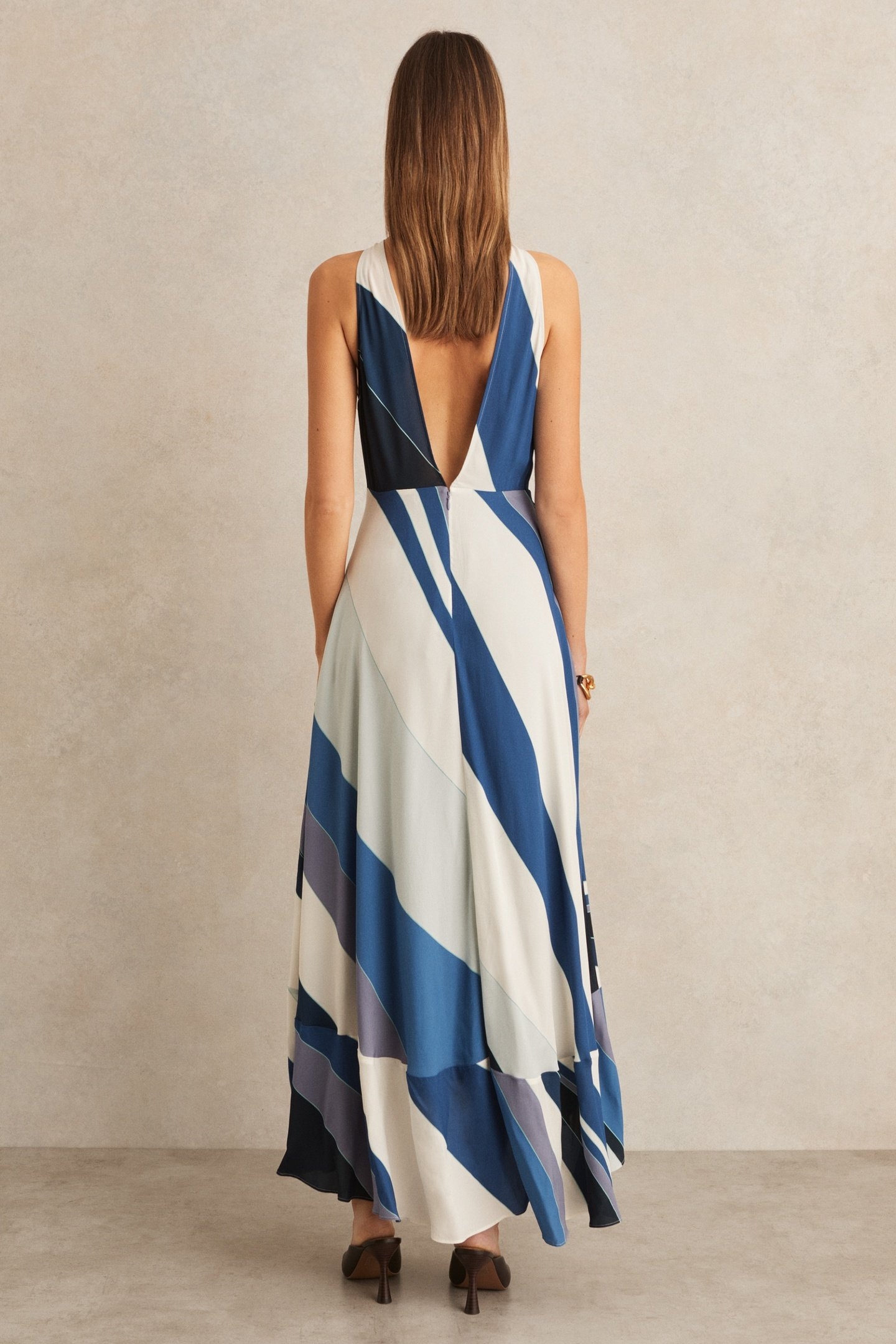 STRIPE MAXI OCCASION DRESS BLUE 2